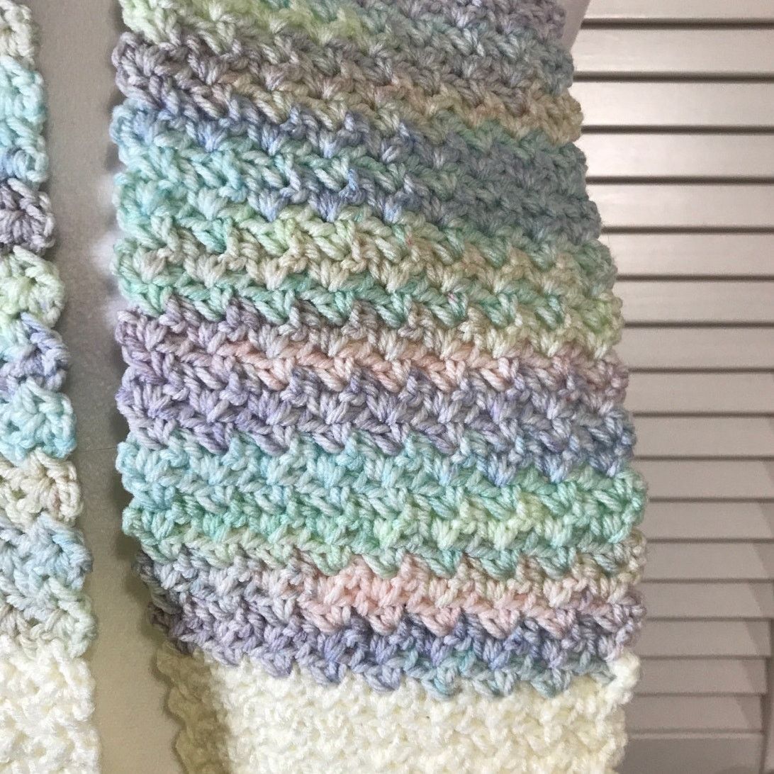 Handmade NWT Handmade Crocheted Cream Multicolor Beanie & Scarf 50” Size ONE SIZE - 2 Thumbnail