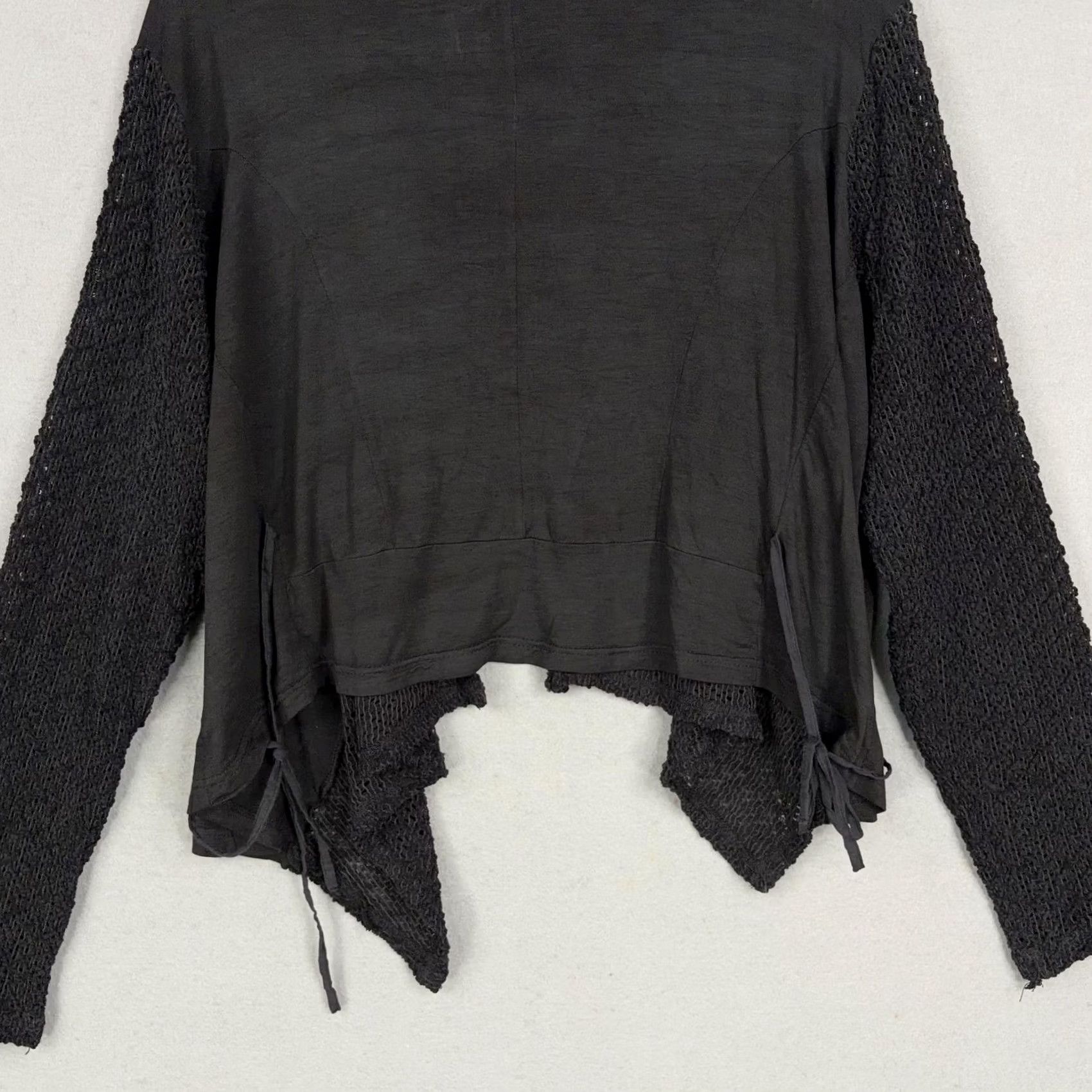Vintage Sacred Threads Sweater Womens L XL Black Open Front Crochet Cardigan Boho Goth Size L / US 10 / IT 46 - 7 Thumbnail