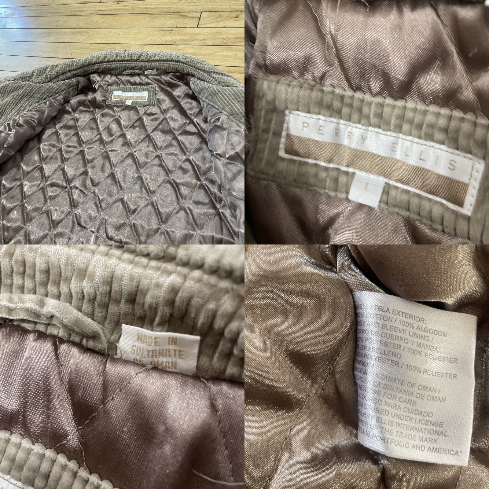 Perry Ellis VINTAGE Perry Ellis Corduroy Jacket Men L Khaki Brown Lined Western Bomber 90s Coat Size US L / EU 52-54 / 3 - 10 Thumbnail