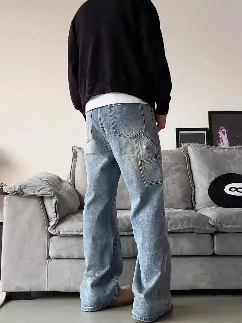 Designer × Japanese Brand Washed baggy wide leg distressed jeans Size US 30 / EU 46 - 4 Thumbnail