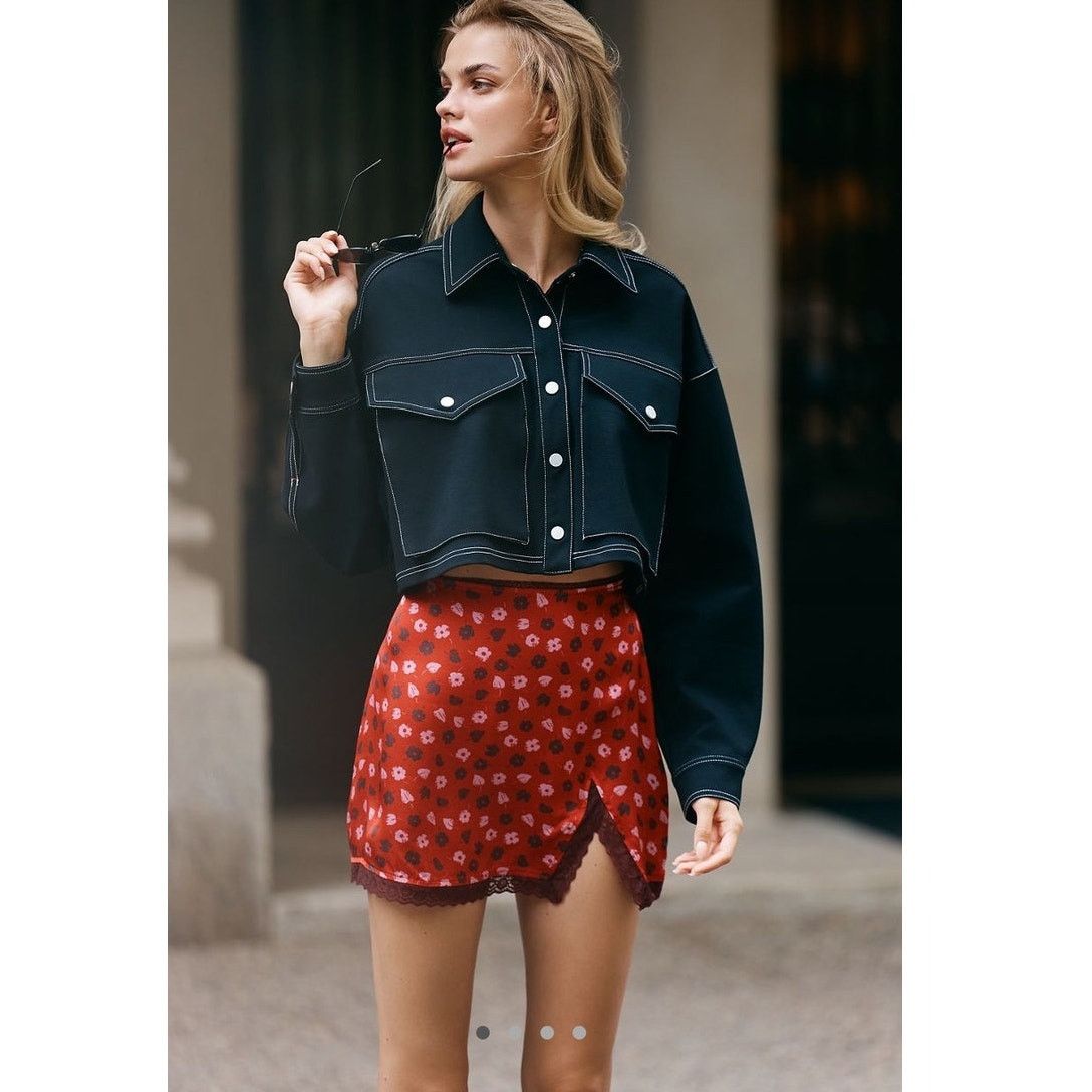 Anthropologie NWT Anthropologie Maeve Lace-Trim Mini Slip Skirt Size 32" / US 10 / IT 46 - 1 Thumbnail