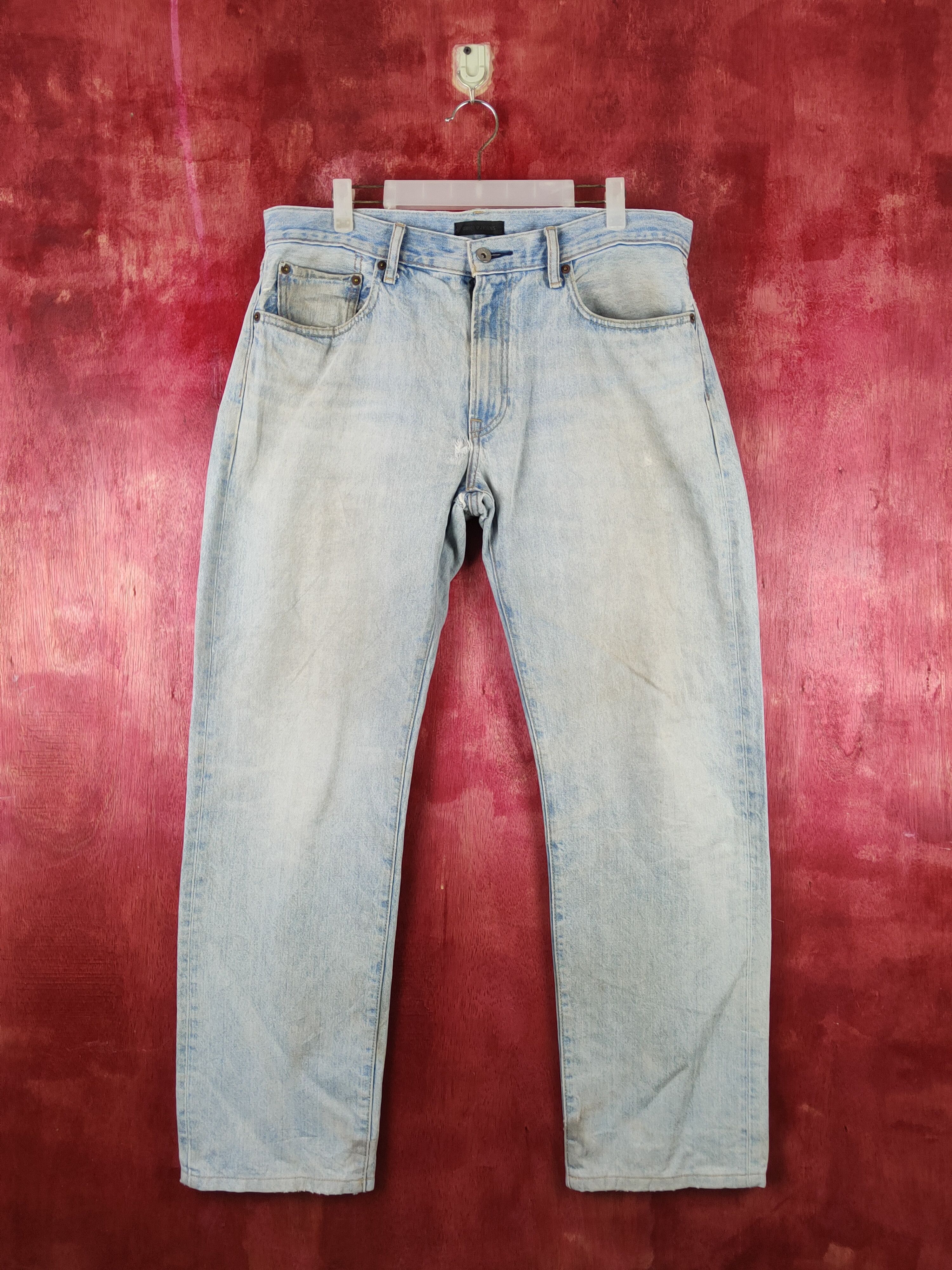 Japanese Brand Uniqlo Blue Faded Distressed Ripped Jeans #S2140 Size US 34 / EU 50 - 1 Thumbnail