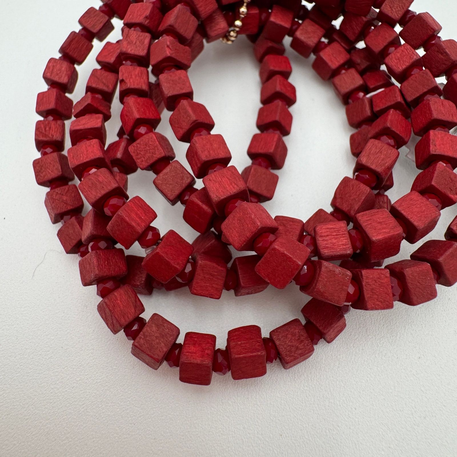 Unknown London Southern Living Bracelet Red Wooden Cubes Jewelry Size ONE SIZE - 2 Thumbnail