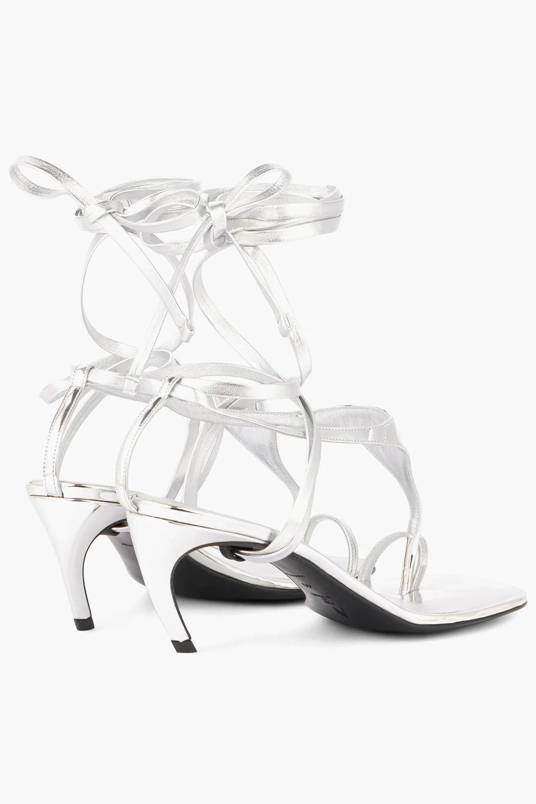 The Attico og1mm0426 Lamé Leather Thong Sandals in Silver Size US 6 / IT 36 - 2 Thumbnail