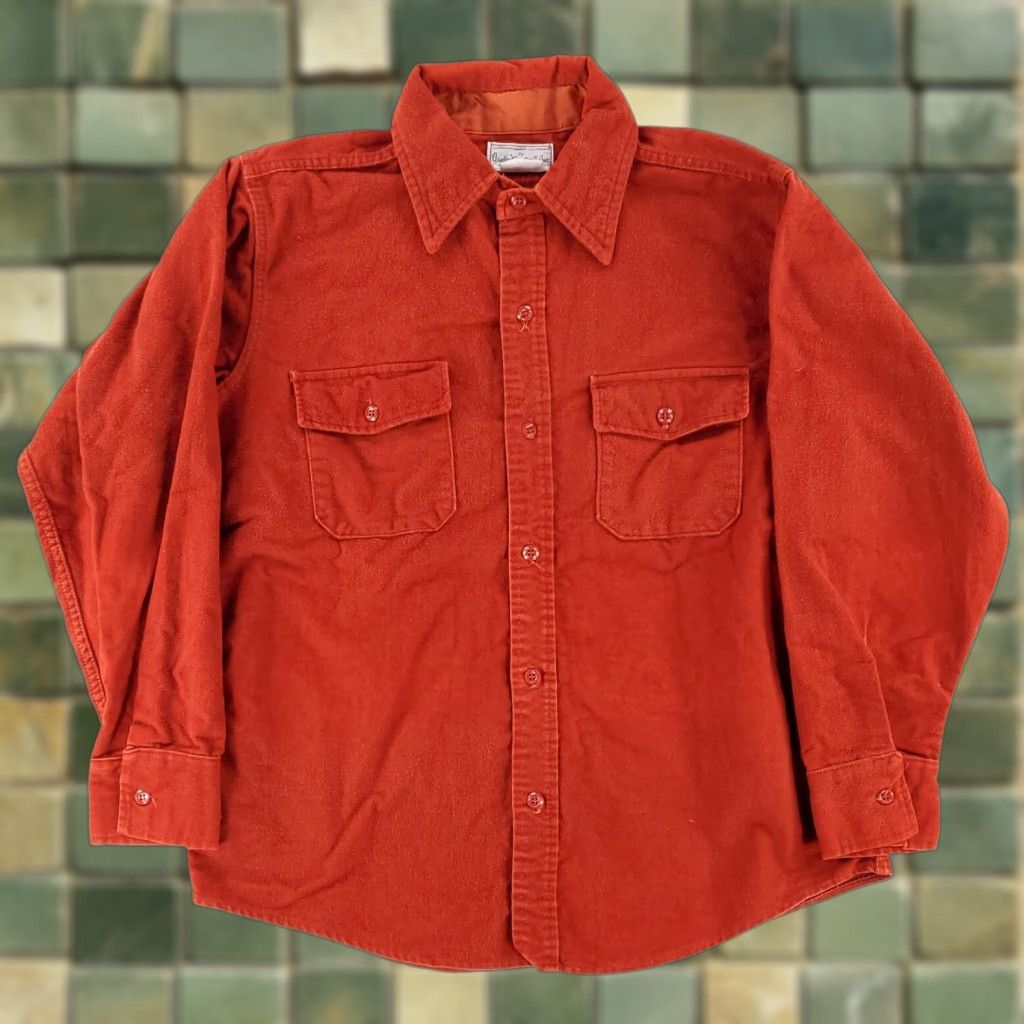 Vintage VINTAGE Gander Mountain Chamois Shirt Wilmont Button-Up Orange Mens L 70s 80s Button-Up Long Sleeve Size US L / EU 52-54 / 3 - 1 Thumbnail