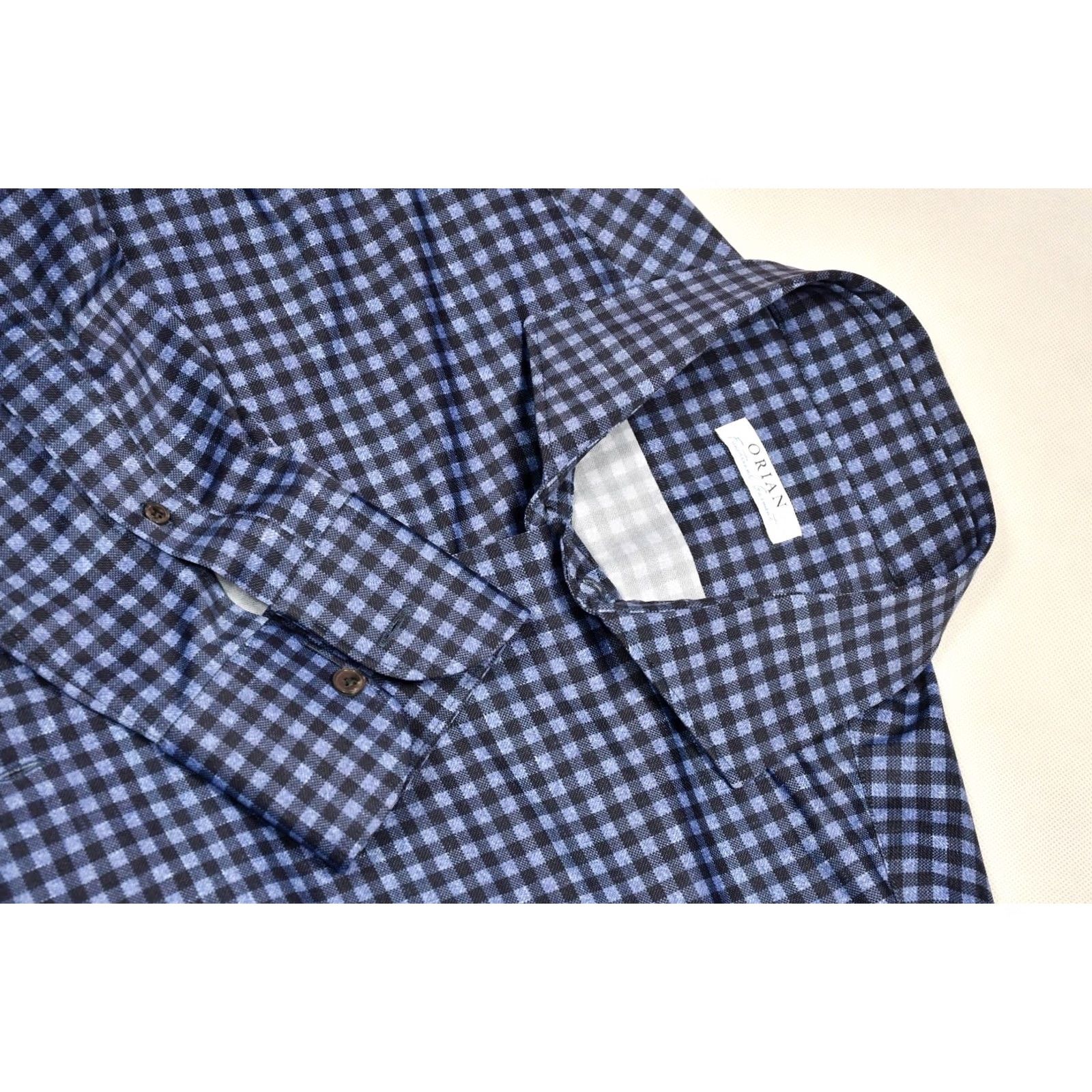 Vintage Orian Shirt Slim Check Stretch 43 Blue Men Slim Regular Size 43/17 Button-Up Collared Long Sleeve Size US XL / EU 56 / 4 - 7 Thumbnail