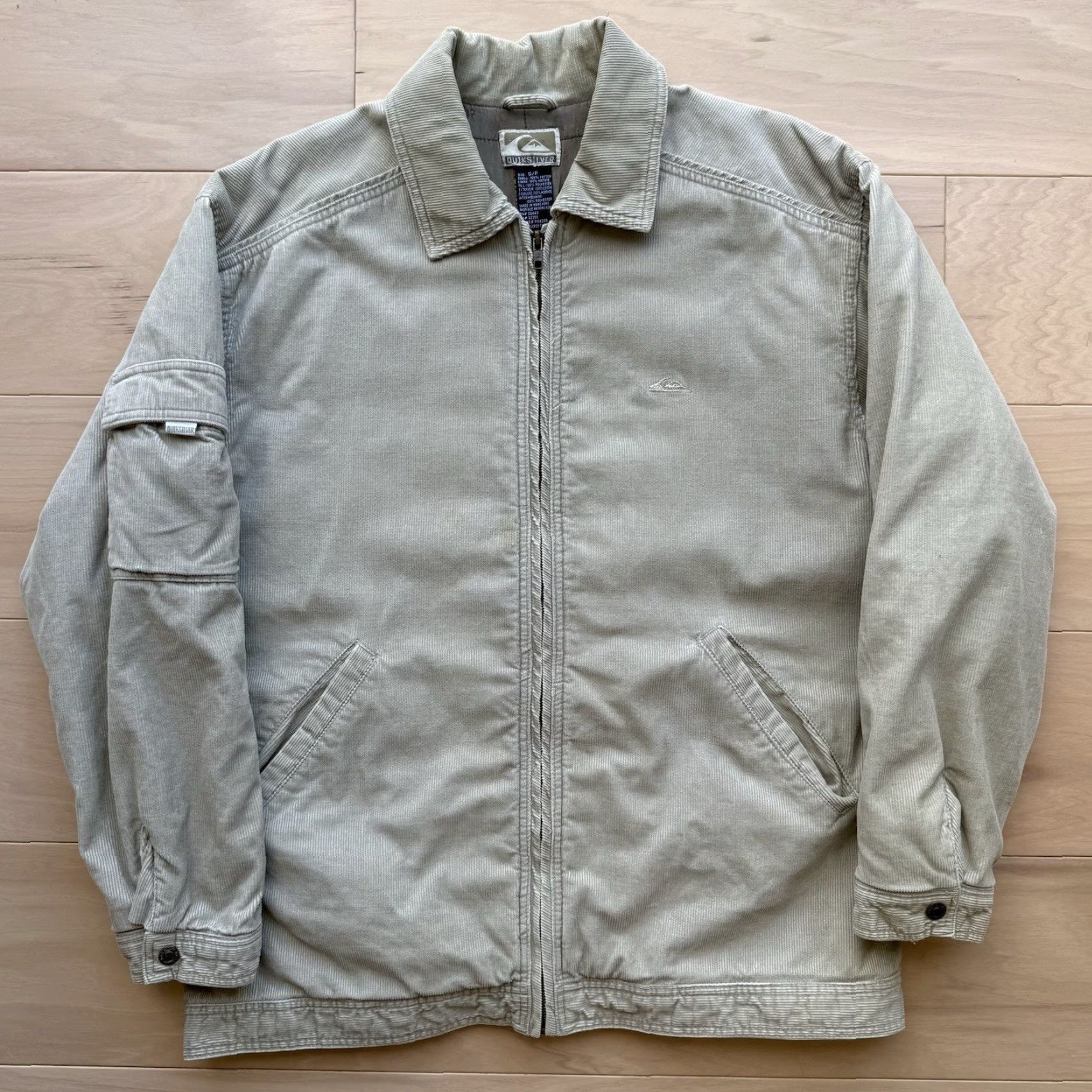 Quiksilver VINTAGE Quiksilver Jacket Small Gray Khaki Corduroy Full Zip J97 Size US S / EU 44-46 / 1 - 2 Thumbnail