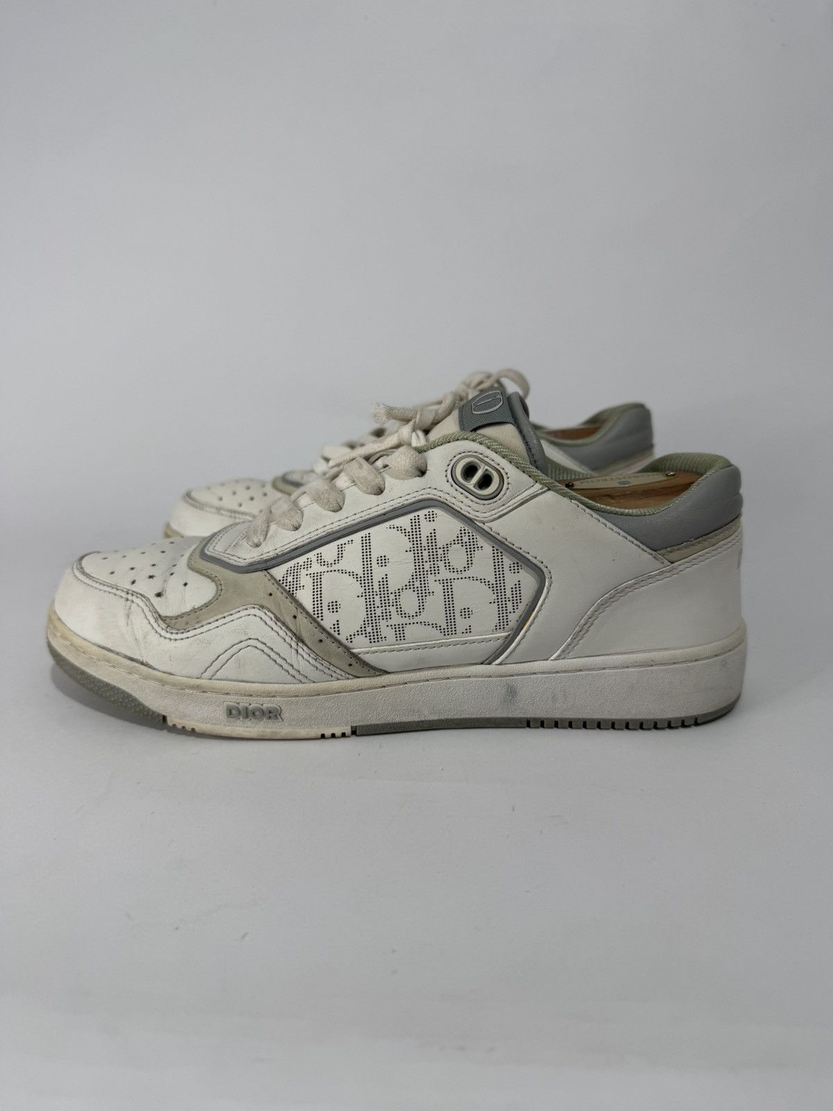 Dior Dior White/Grey Oblique Leather B27 Sneakers Size 41 EU/ 8US Size US 8 / EU 41 - 3 Thumbnail