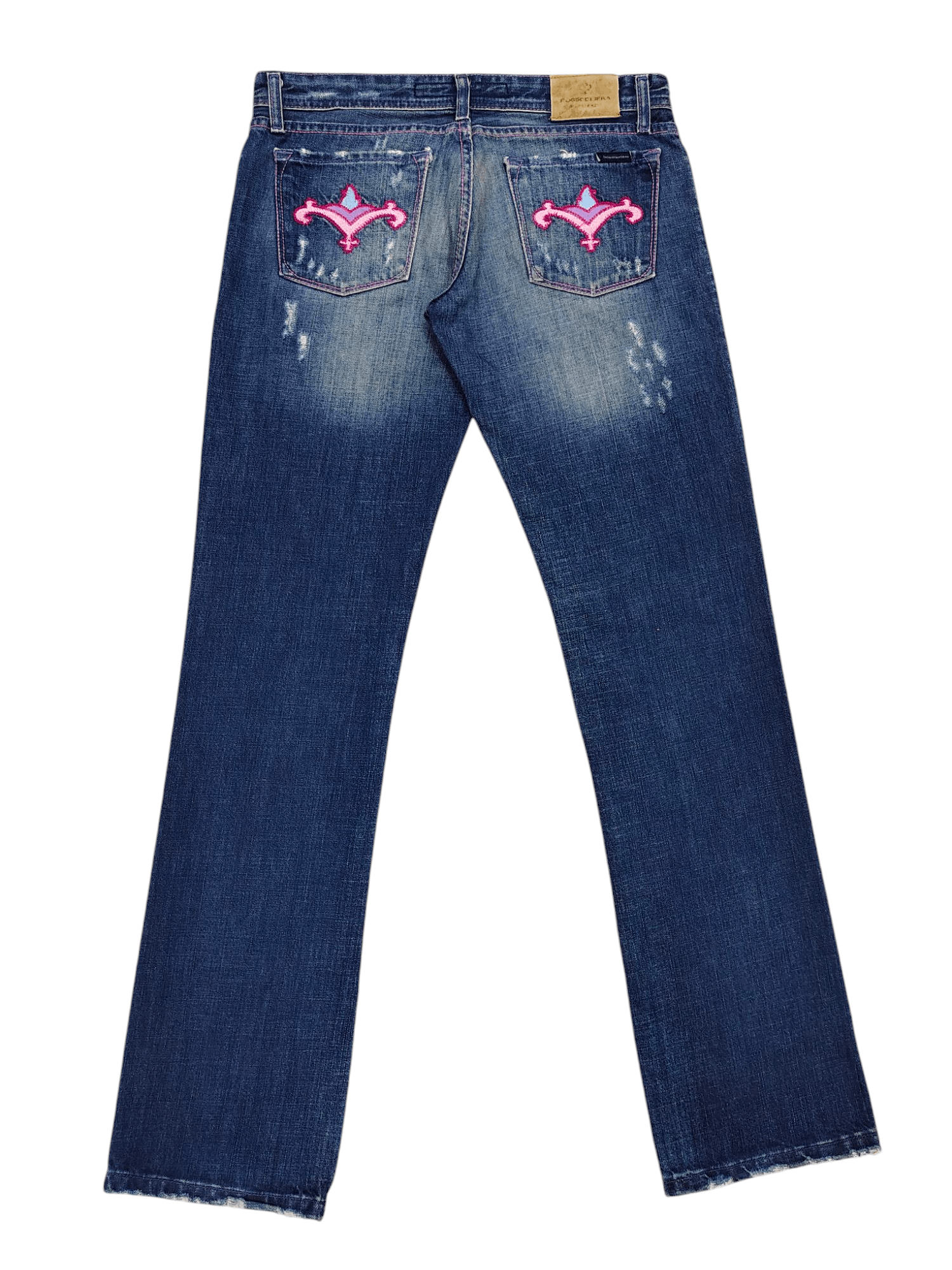 Vintage 🇮🇹Vtg Rossodisera🇮🇹 Embroidered Graphic Distressed Jeans Size 30" / US 8 / IT 44 - 1 Thumbnail