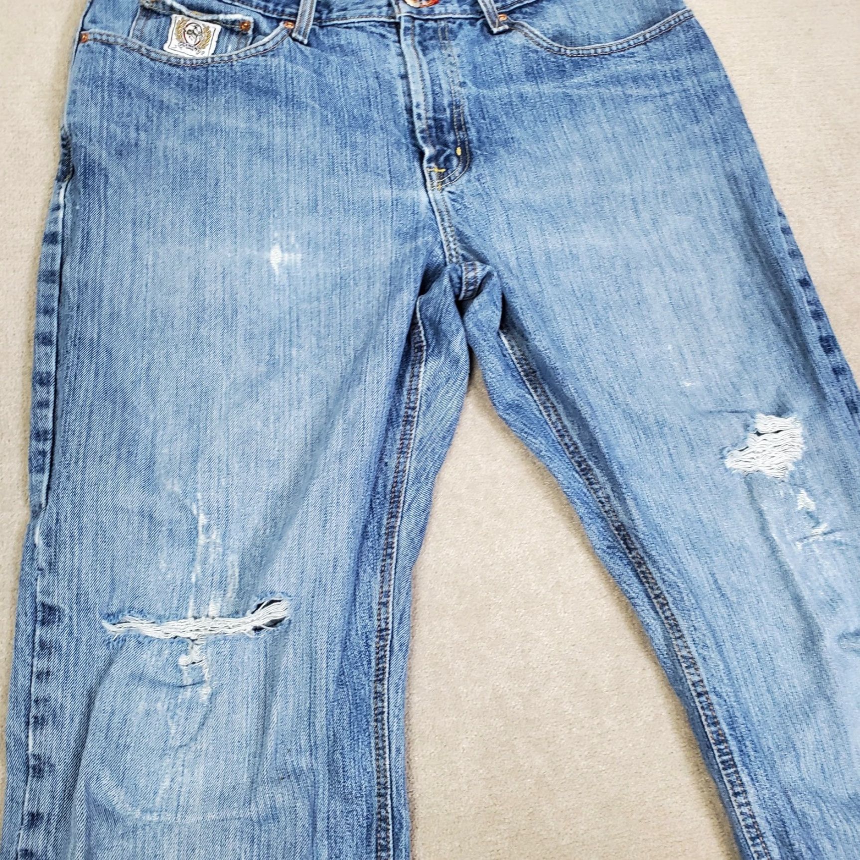 Vintage Cinch Jeans Mens 38x34 Blue Relaxed Fit Straight Leg Distressed White Label Fade Shirt? Size US 38 / EU 54 - 3 Thumbnail
