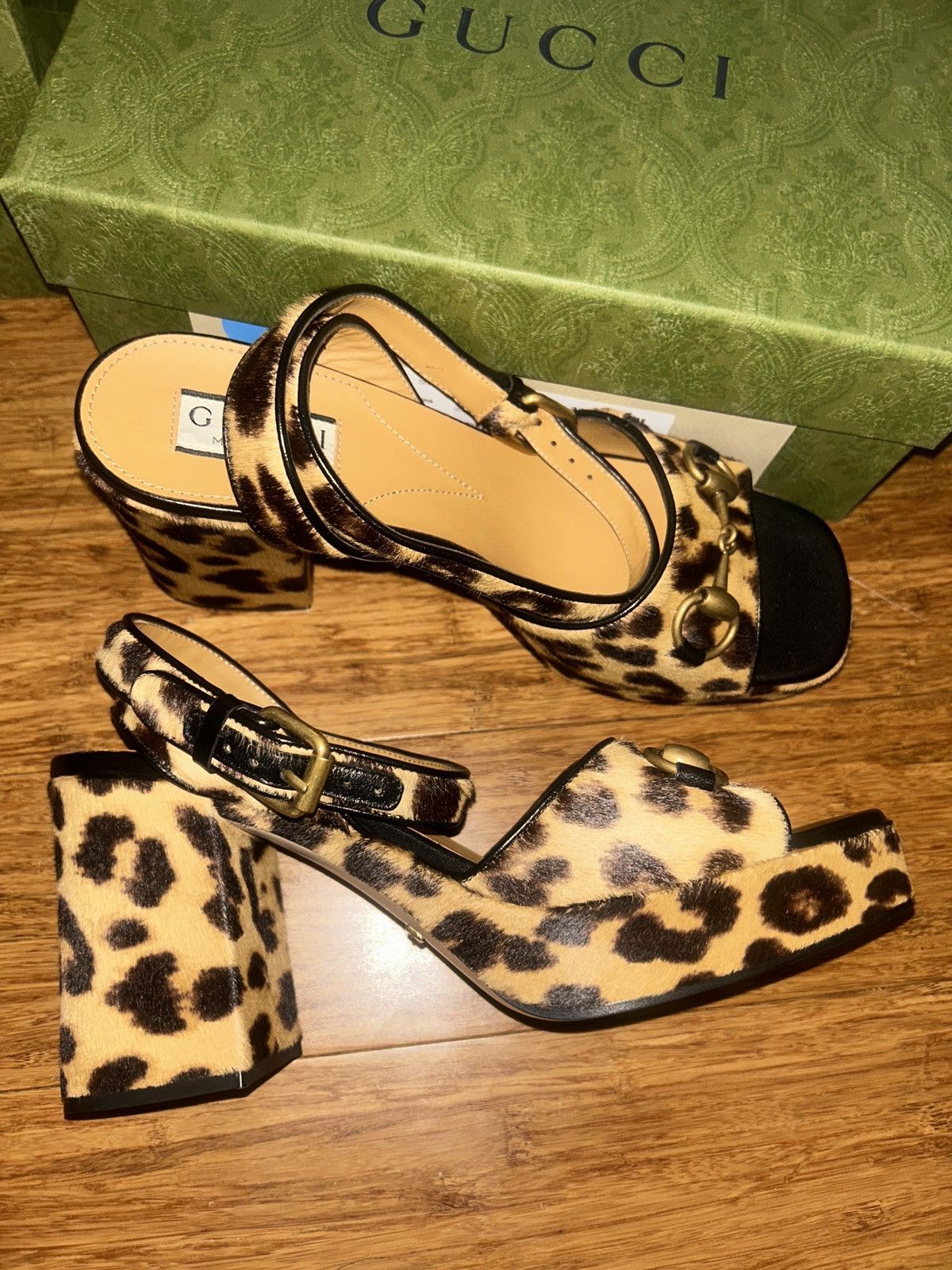 Gucci Gucci Horsebit Leather One Strap Sandal Leopard Print 38.5 Size US 8.5 / IT 38.5 - 4 Thumbnail