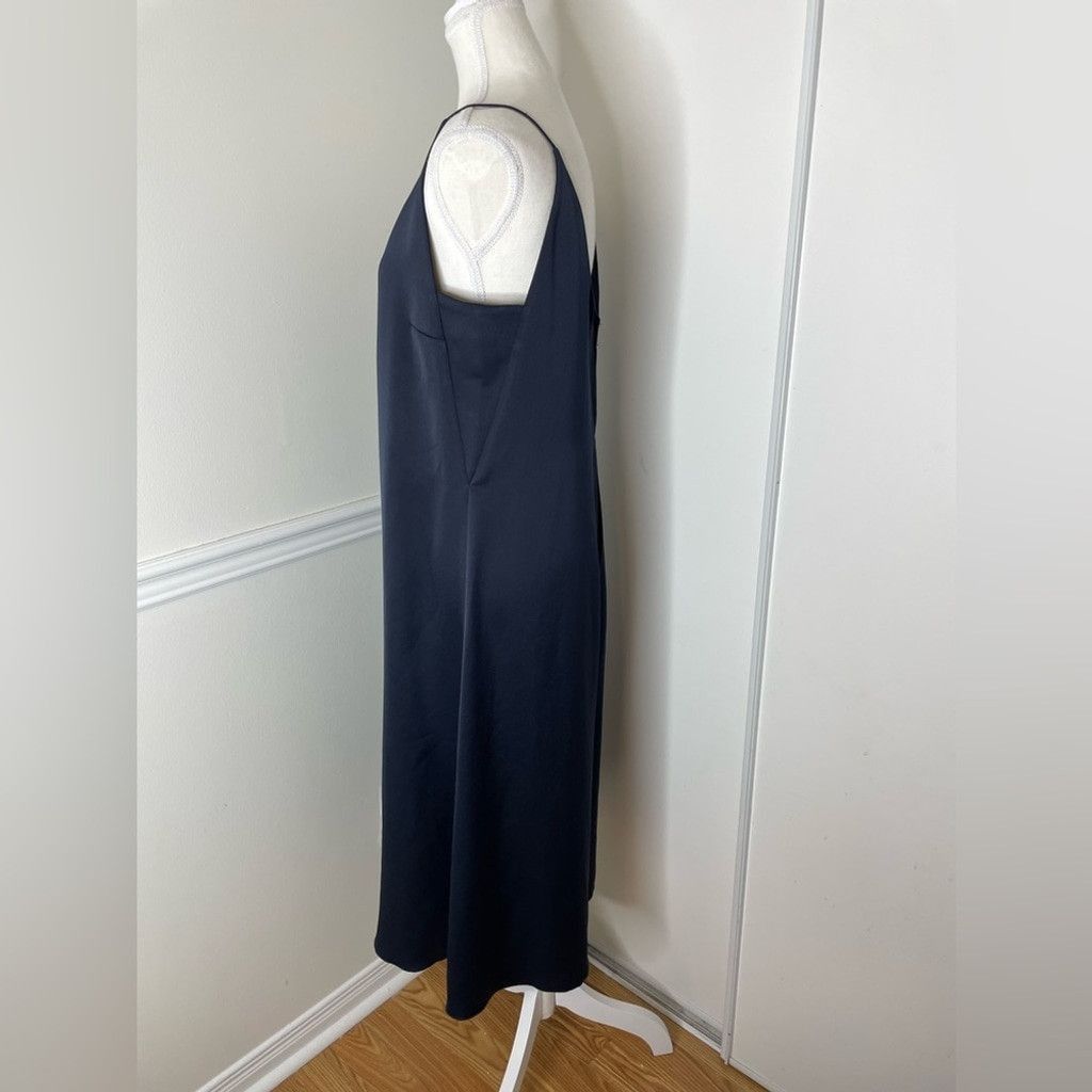 Mango Mango Premium Navy Satin WideLeg CullootteCropped Jumpsuit S Size 27" / US 4 / IT 40 - 5 Thumbnail
