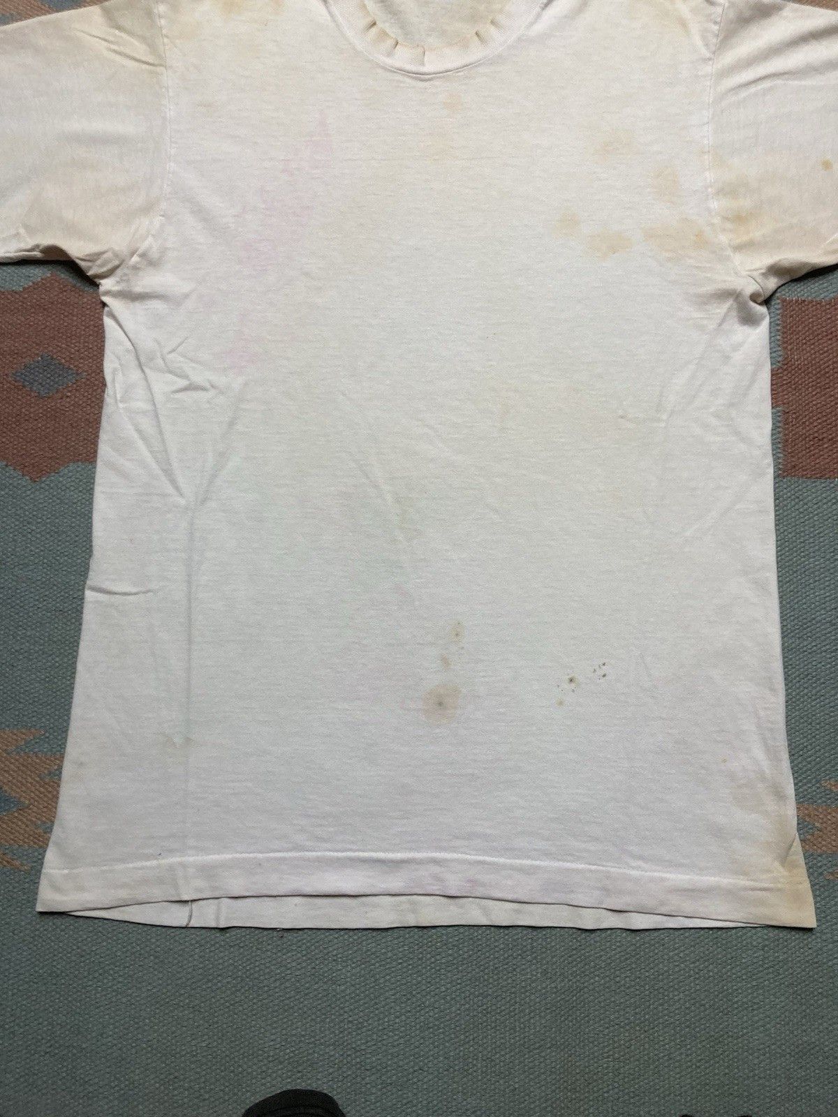 Vintage 80s blank white t shirt BVD grunge worn cotton soft large Size US L / EU 52-54 / 3 - 2 Thumbnail