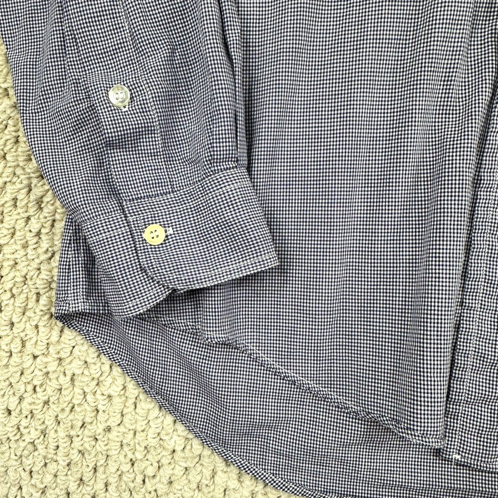 Vintage VINTAGE Bert Pulitzer Shirt Mens 15.5-34 Blue Gingham Button Long Sleeve Size 42R - 7 Thumbnail