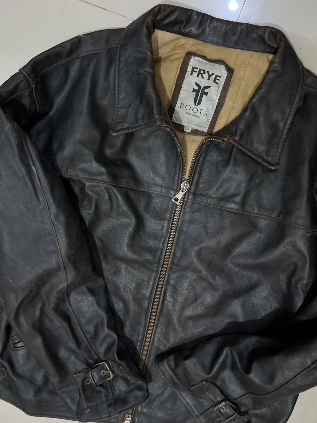 Frye Vintage FRYE BOOTS Distressed Leather Jacket Size US XXL / EU 58 / 5 - 9 Thumbnail