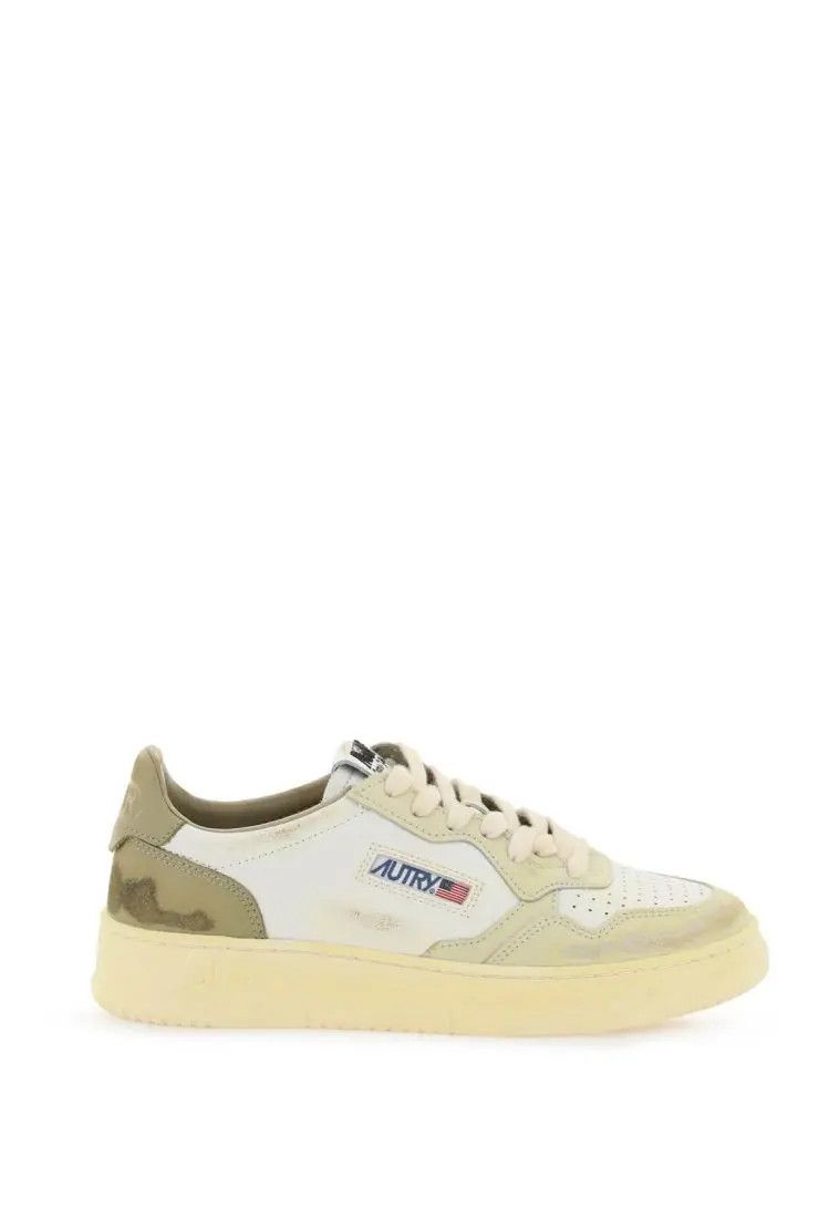 image of Autry O1S22I1N0324 Super Vintage Sneakers In White/khaki, Women's (Size 8)