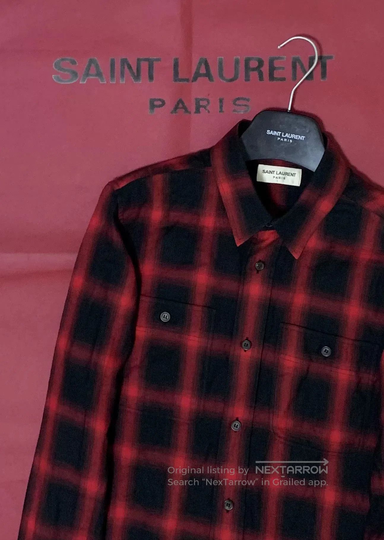 Saint Laurent Paris Saint Laurent Red Black Check Shirt. Size US M / EU 48-50 / 2 - 6 Thumbnail