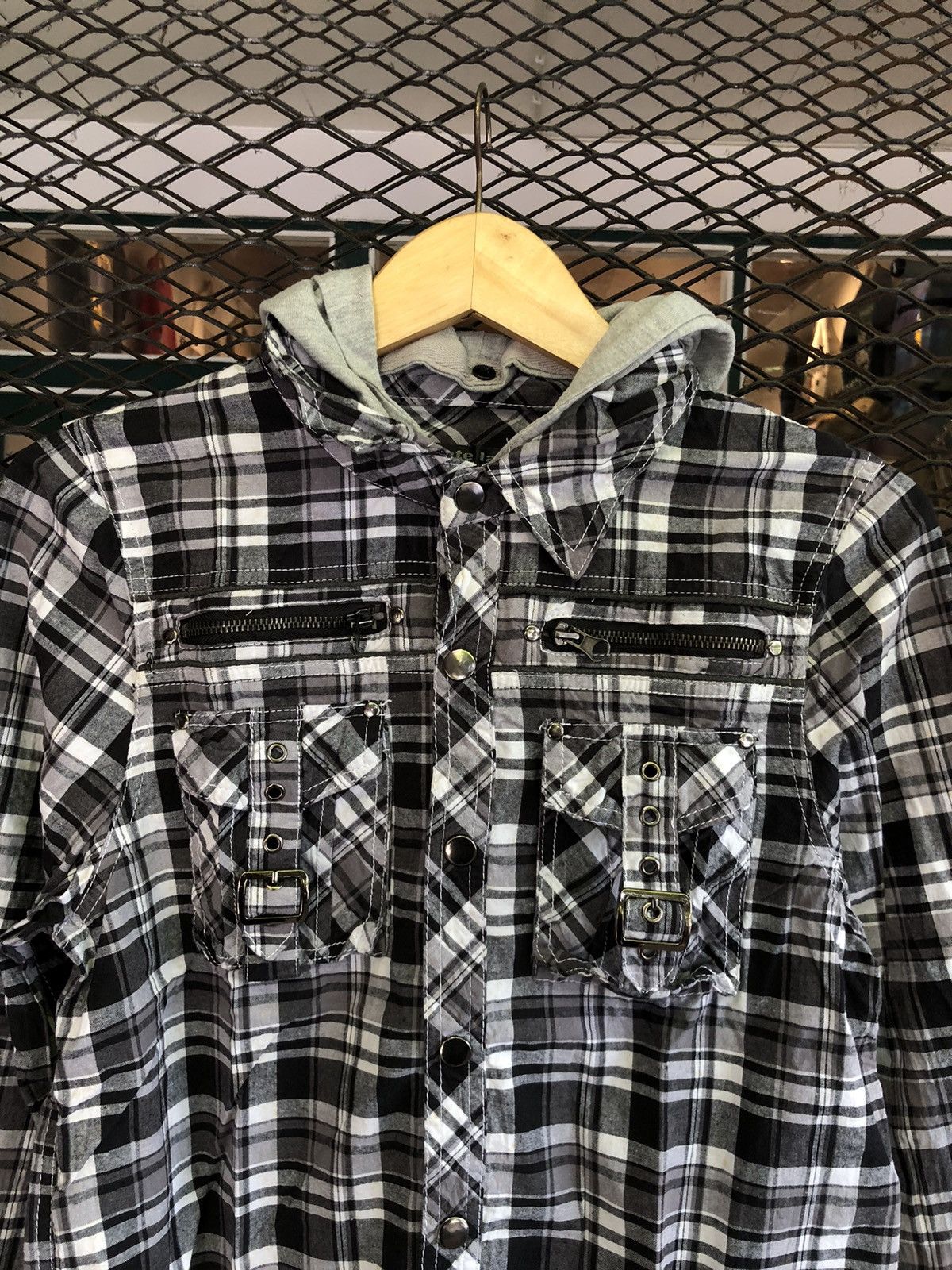 Beauty Beast × If Six Was Nine × Japanese Brand JAPANESE AGATE LABEL PLAID BUTTON SHIRT WITH HOODIE LGBSTYLE Size US L / EU 52-54 / 3 - 4 Thumbnail