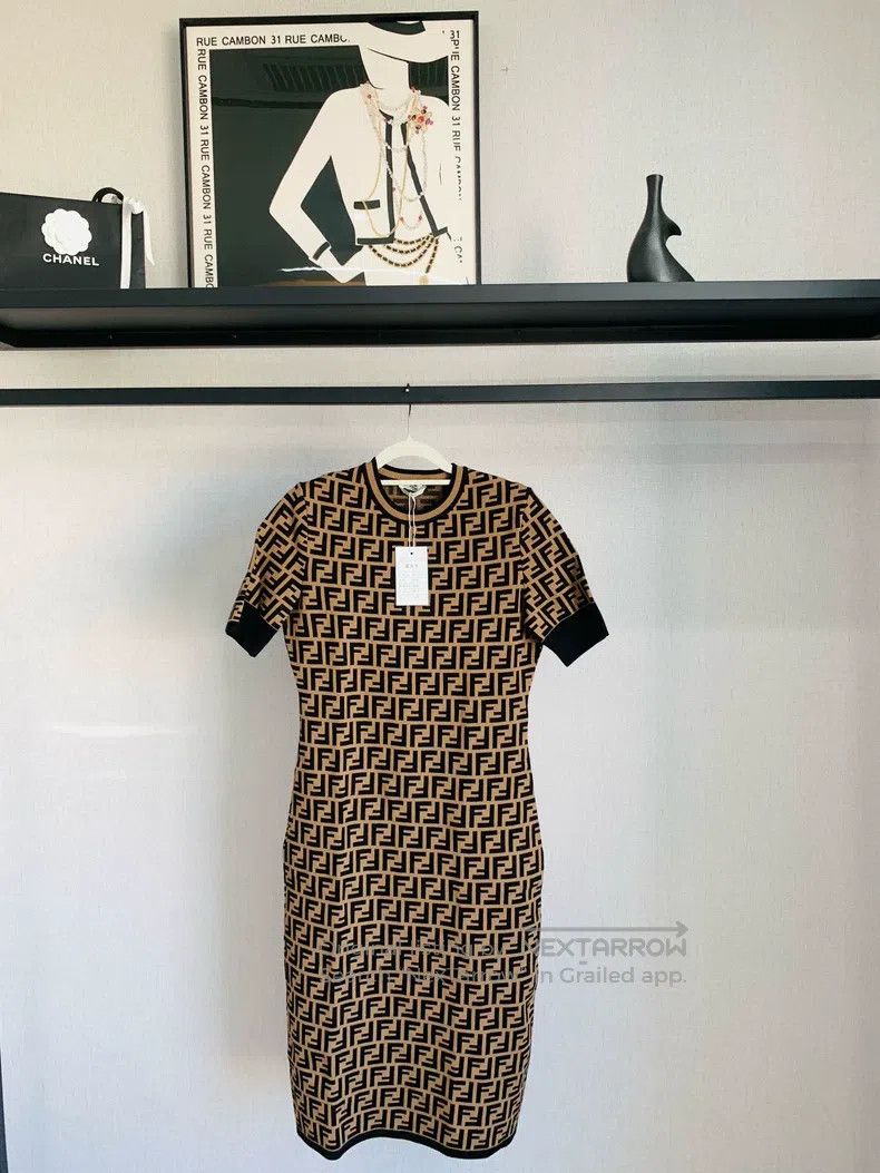Fendi Fendi Monogram Printed Dress Size XS / US 0-2 / IT 36-38 - 1 Thumbnail