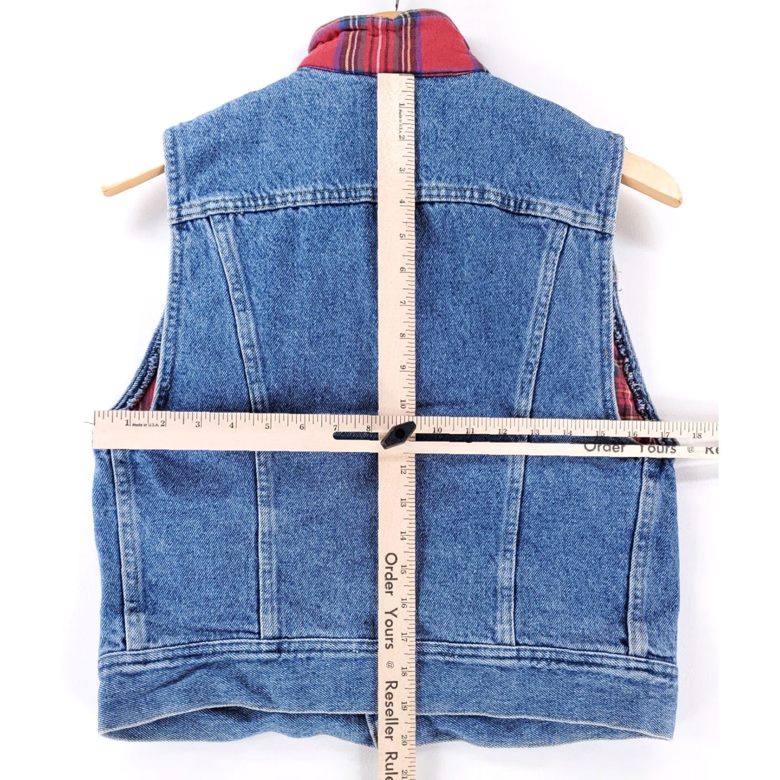 Lee VINTAGE Lee Vest Denim Blue 80s 90s Tartan Lined Womens M Made in USA Size M / US 6-8 / IT 42-44 - 5 Thumbnail
