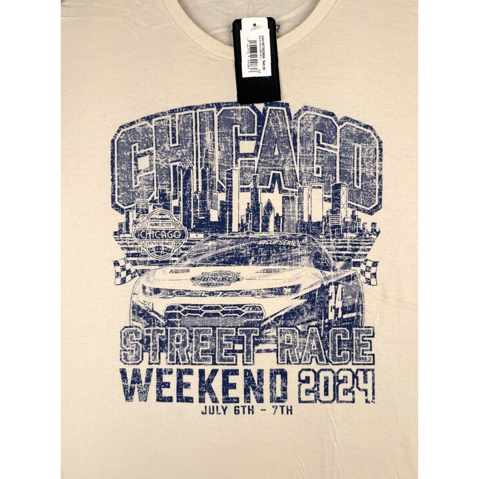 NASCAR Nascar Chicago Street Race 2024 Shirt Adult Large Ivory Cotton Short Sleeve NEW Size US L / EU 52-54 / 3 - 6 Thumbnail
