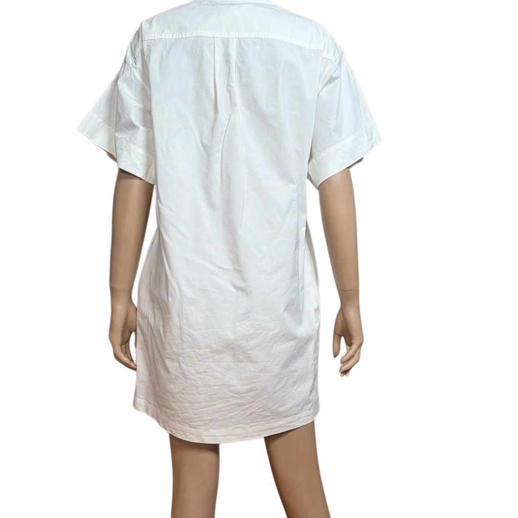 Theory Theory Cuffed Shift Shirt Dress White Cotton Blend 4 (064) Size S / US 4 / IT 40 - 5 Thumbnail