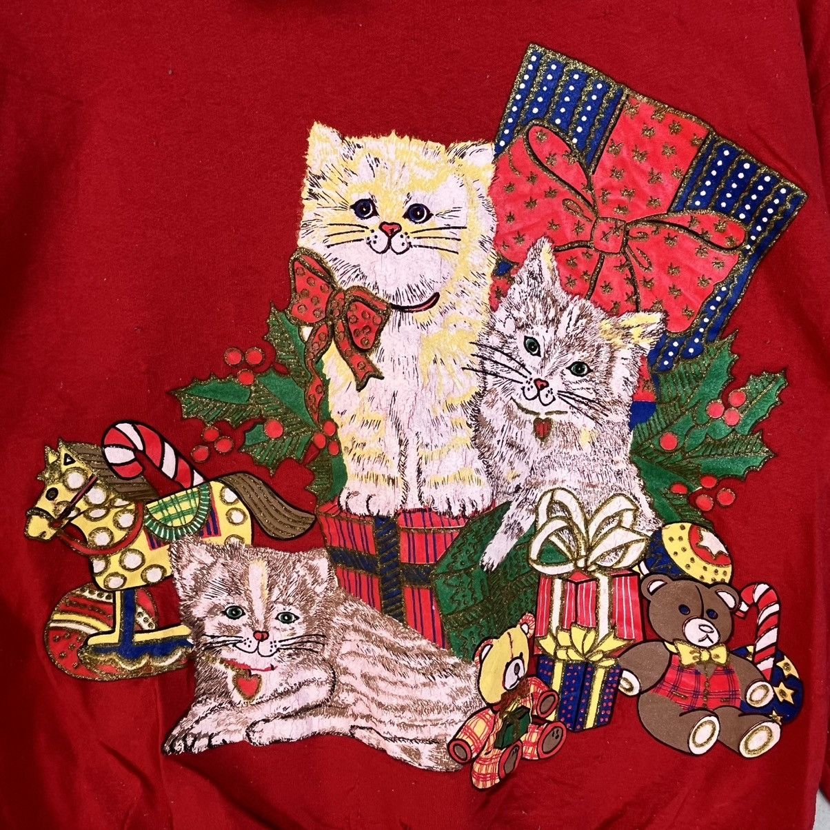 Other Vintage 90s Red Christmas Cat Crewneck Sweatshirt Size M Size M / US 6-8 / IT 42-44 - 5 Thumbnail
