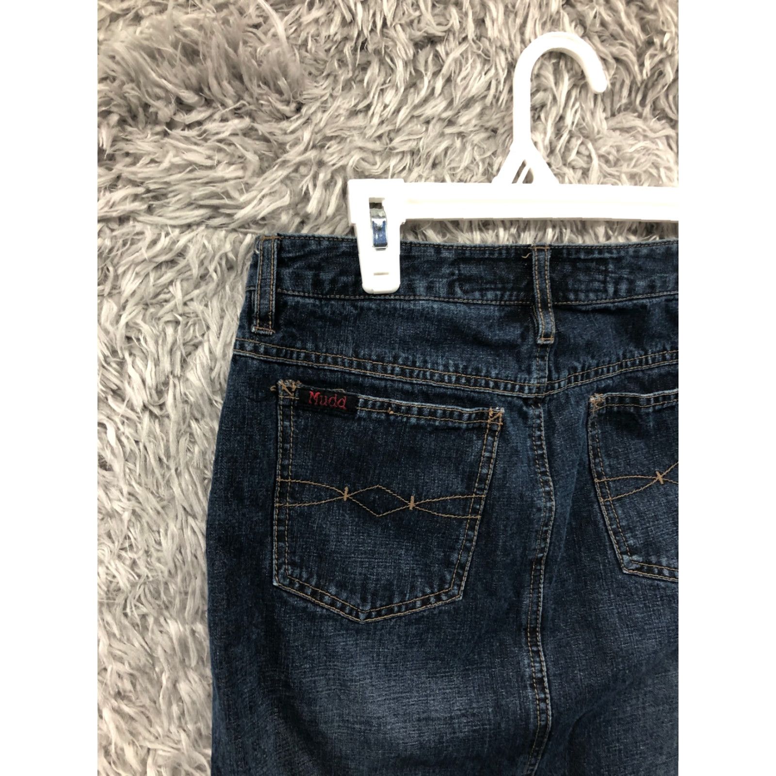Denime Mudd Skirt Juniors' Size 3 Blue Denim Dark Wash Knee Length Mini Skirt Jeans - Pockets, Zipper, Machine Washable, Solid Blu e Denim (Barbie Character) Size 26" / US 2 / IT 38 - 5 Thumbnail