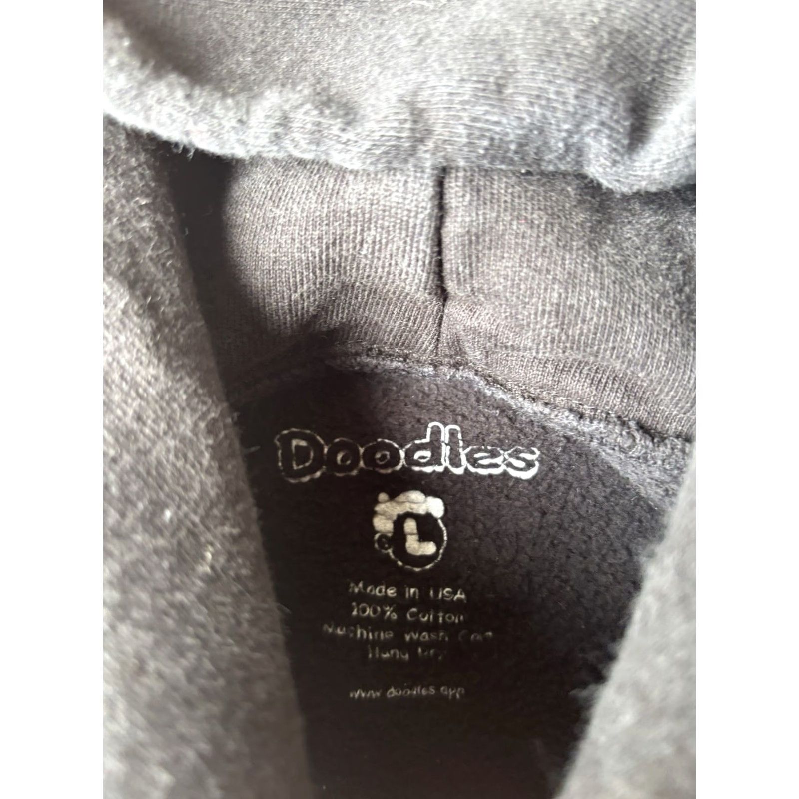 Vintage Doodles Hoodie Sweatshirt Large SXSW Merch Burnt Toast Black Cotton Logo Embroidered Hooded Pockets Men Regular Pullover Crew Neck Graphic Print Size US L / EU 52-54 / 3 - 2 Thumbnail