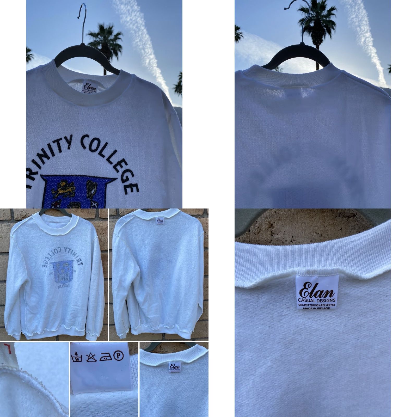 Vintage VINTAGE Elan Casual Designs Trinity College Dublin Sweatshirt Crew Neck Long Sleeve White 50/50 Cotton Polyester Men L Ireland Graphic Print Size US L / EU 52-54 / 3 - 8 Thumbnail