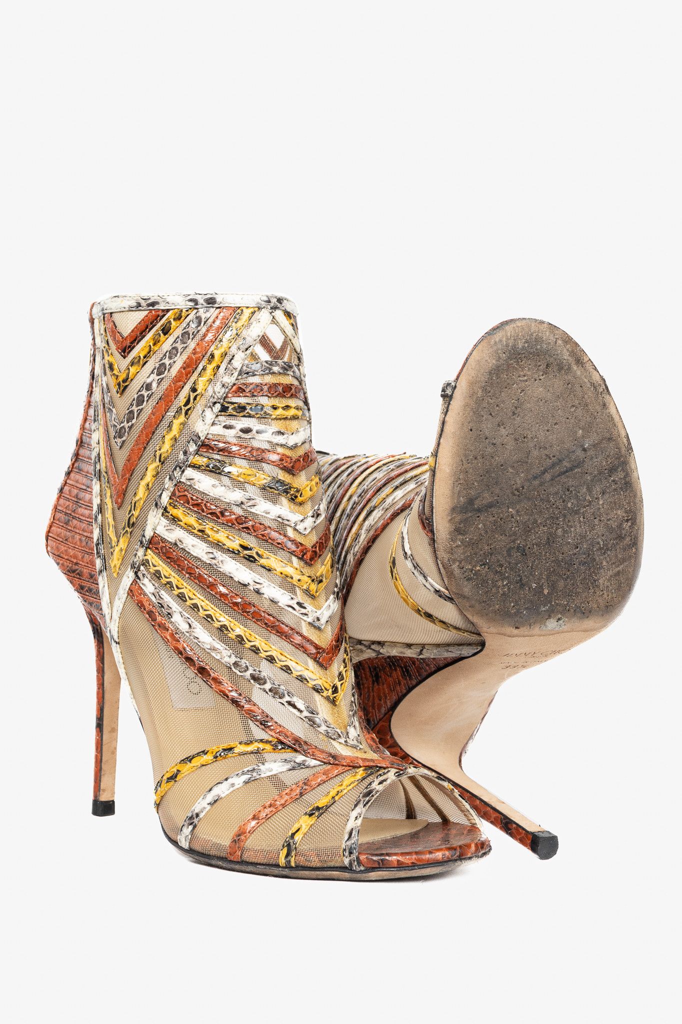 Jimmy Choo Jimmy Choo Kara Red Snake-Embossed Leather Sandals Size US 9 / IT 39 - 4 Thumbnail