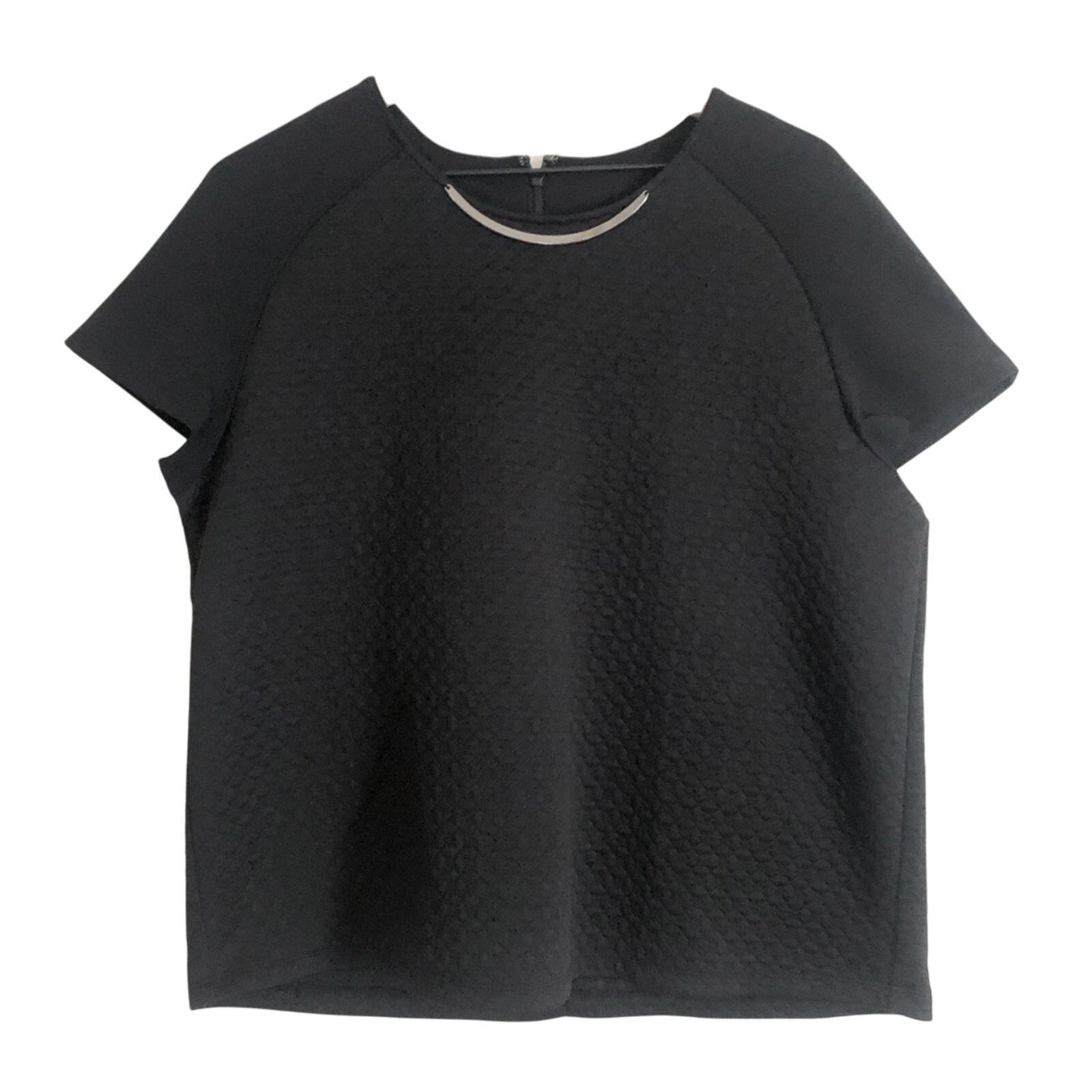 Other Rafaella Black Quilted Silver Metal Round Neck Blouse Top Size XL / US 12-14 / IT 48-50 - 1 Thumbnail