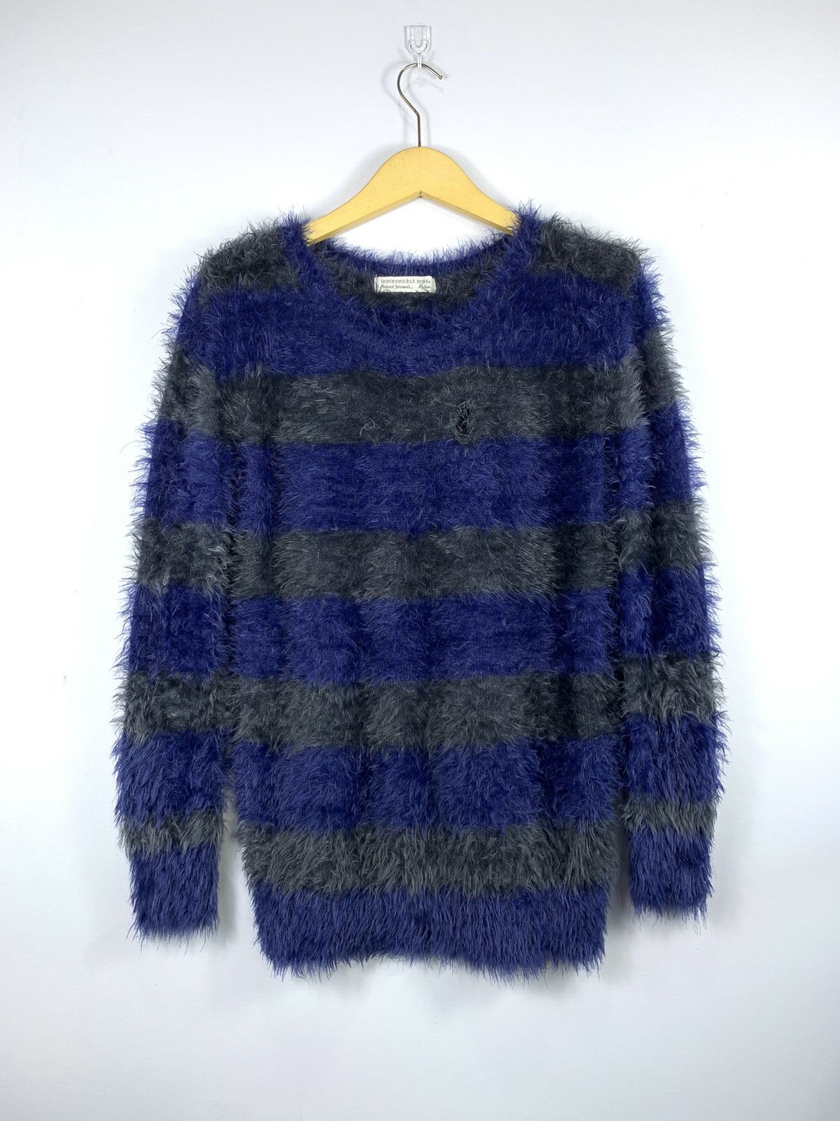 Issey Miyake × Japanese Brand Striped Fuzzy Mohair Grunge Distressed Kurt Cobain Style Size US M / EU 48-50 / 2 - 2 Thumbnail