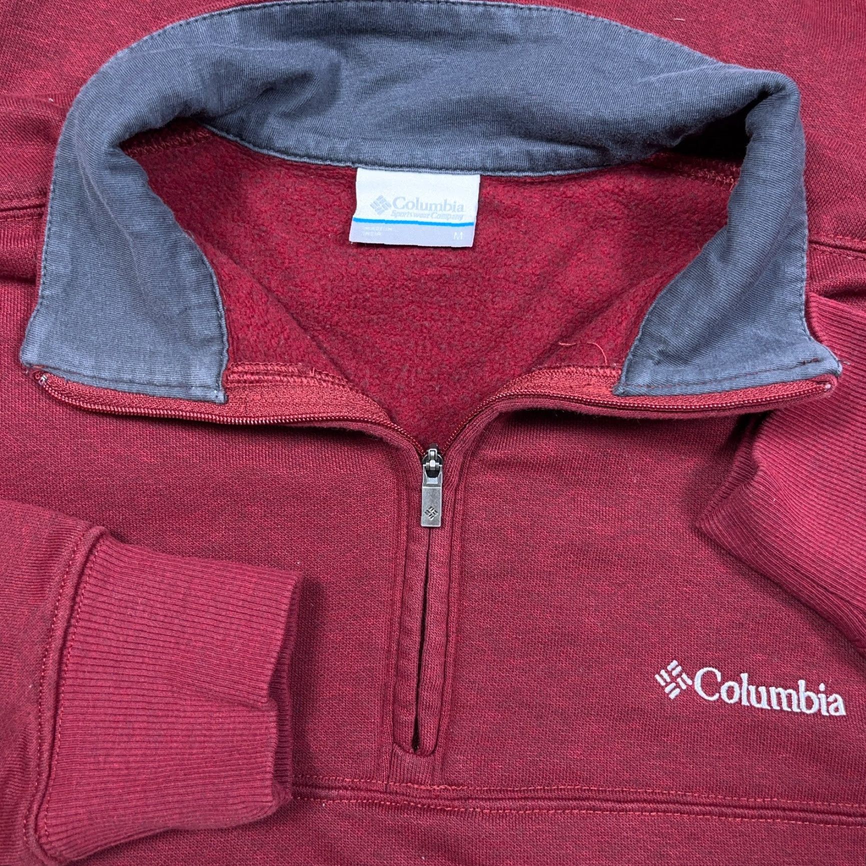 Vintage Columbia Sweater Men Medium Maroon Gray Pullover Fleece Sweatshirt Hiking Adult Size US M / EU 48-50 / 2 - 2 Thumbnail
