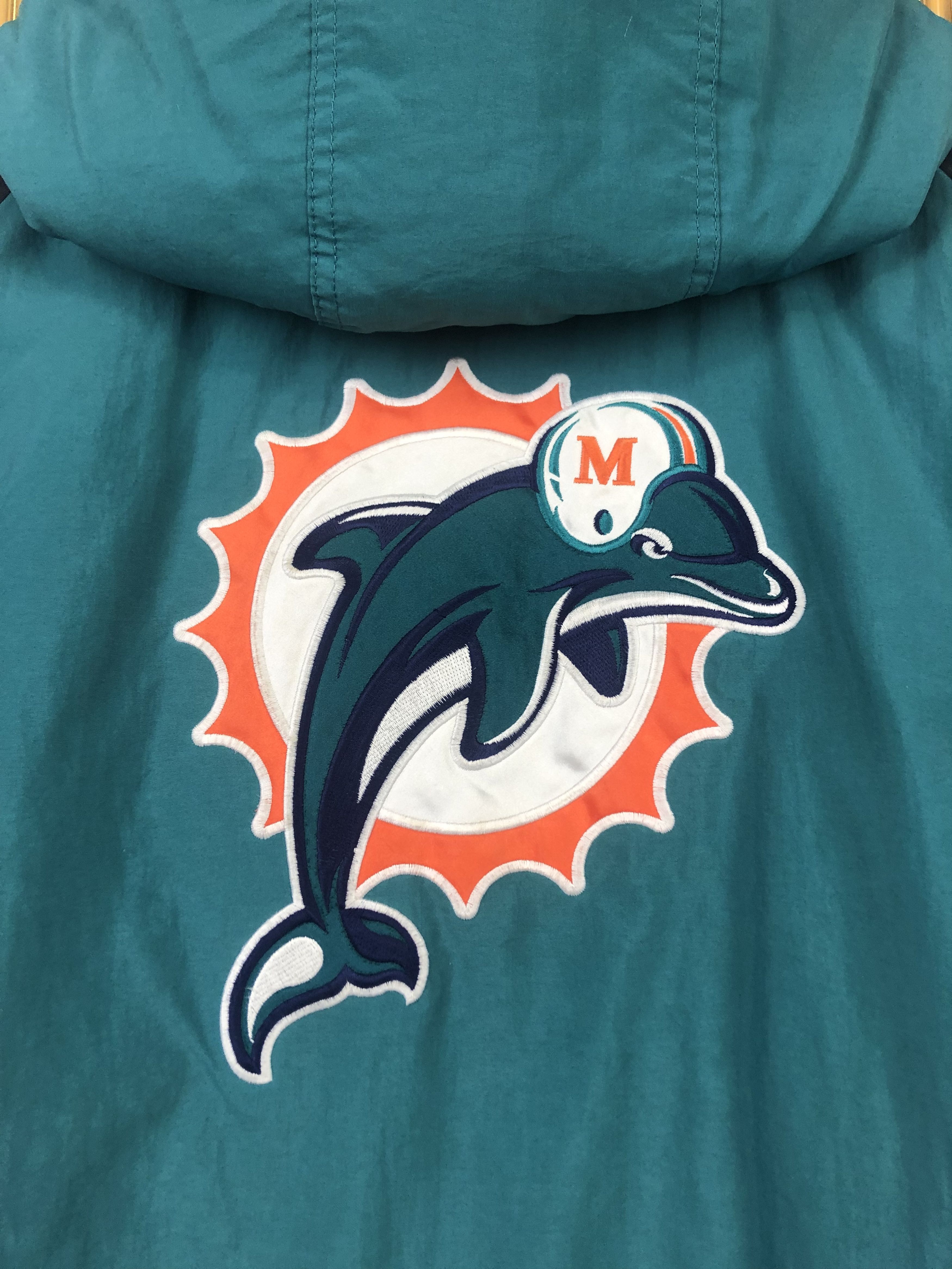Starter × Vintage Vintage 90s Starter Miami Dolphins Hooded Jacket Bomber Rare Size US XXL / EU 58 / 5 - 15 Thumbnail