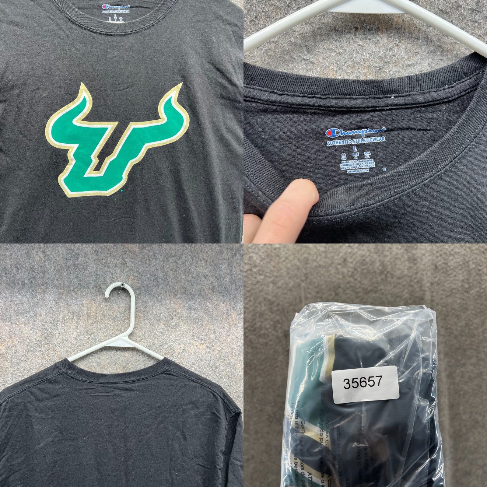 Champion VINTAGE Champion Shirt Mens Large Black Green USF Tee Crewneck Logo T-Shirt Size US L / EU 52-54 / 3 - 8 Thumbnail