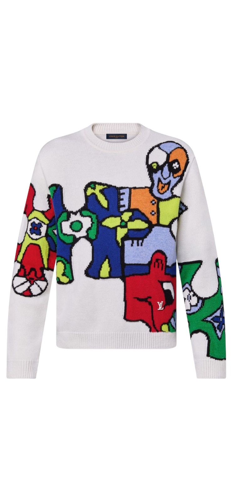 image of Louis Vuitton Lv Puzzle Jacquard Crewneck in White, Men's (Size Small)