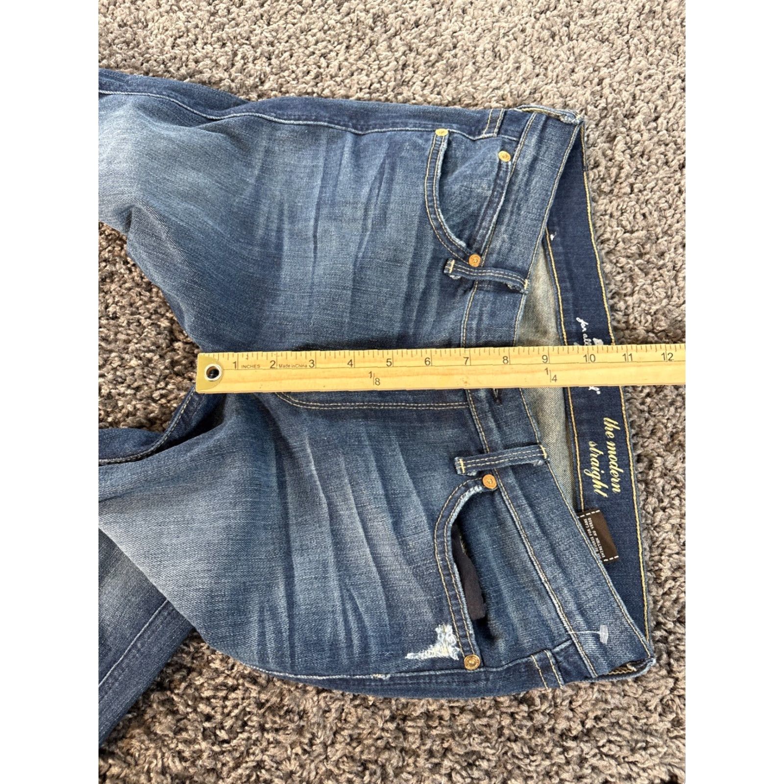 7 For All Mankind Seven for All Mankind Modern Straight Jeans Womens 31x30 Dark Wash Jeans Size 24" / US 00 / IT 34 - 5 Thumbnail
