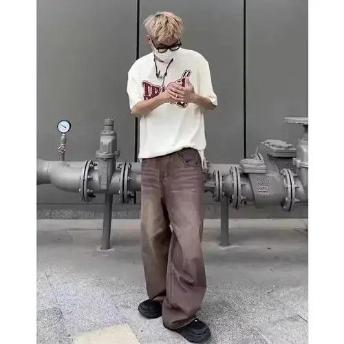 sports flared fade baggy hiphop jeans
