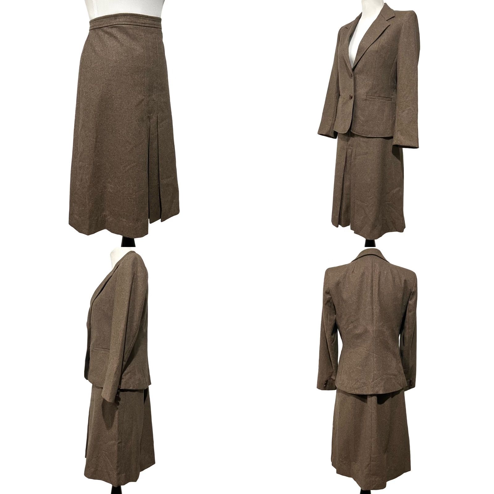 Vintage VINTAGE Gallery Skirt Suit Set Brown Wool Pleated Leather Buttons Preppy Size 10 Women Outfit/Set Skirt Womens Vintage Brown Wool Pleated Gallery 10 Size 32" / US 10 / IT 46 - 8 Thumbnail