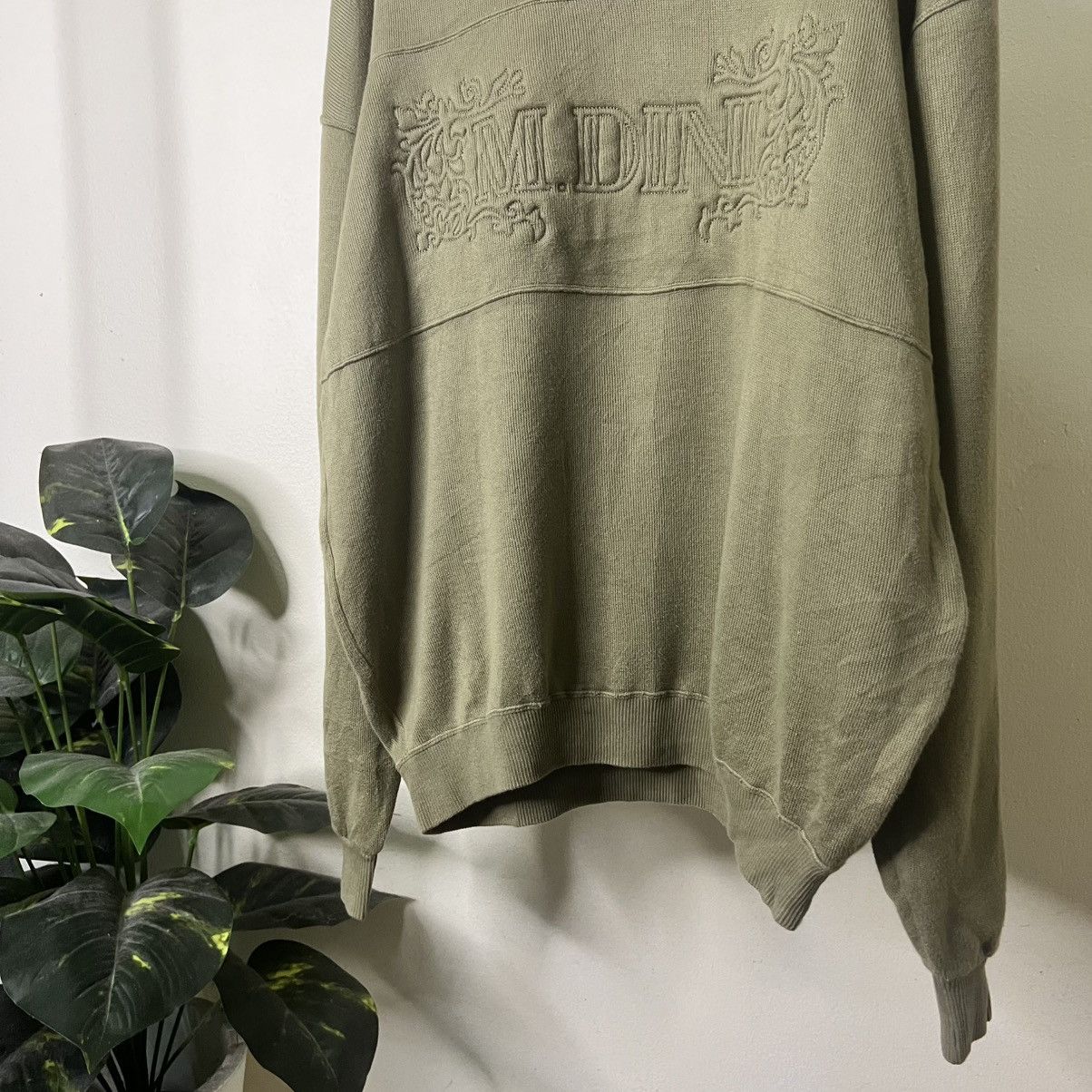 Massimo Dutti MASSIMO DINI ITALY OLIVE GREEN EMBRIODERED SWEATSHIRT Size US L / EU 52-54 / 3 - 3 Thumbnail