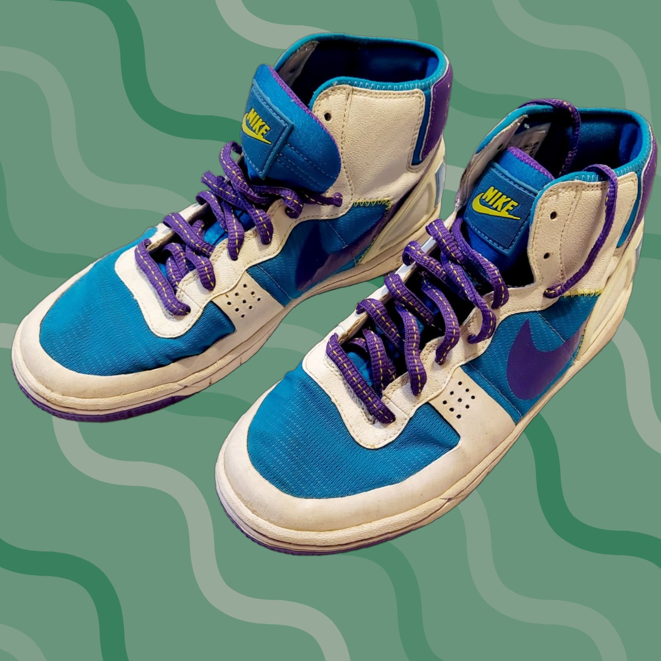 Nike Terminator Hybrid Basketball Shoes High Top – White Blue Purple 344647 451 Men US 9 / EU 42.5 / UK 8 - Reflective Logo Athletic Sneaker