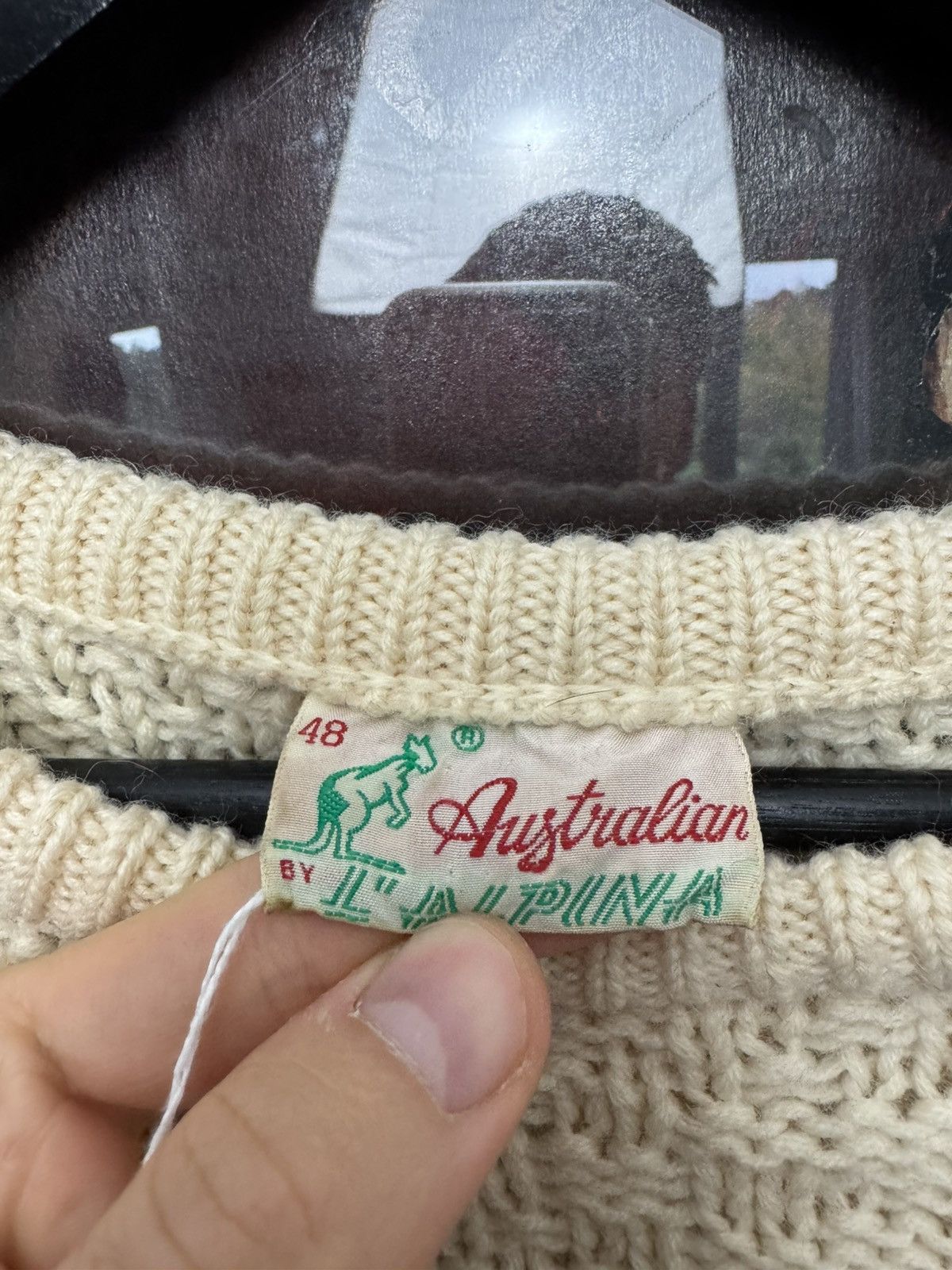 Vintage Australian Vintage 90s Lana Wool Sweater Knit Beige Oversize Size US L / EU 52-54 / 3 - 5 Thumbnail