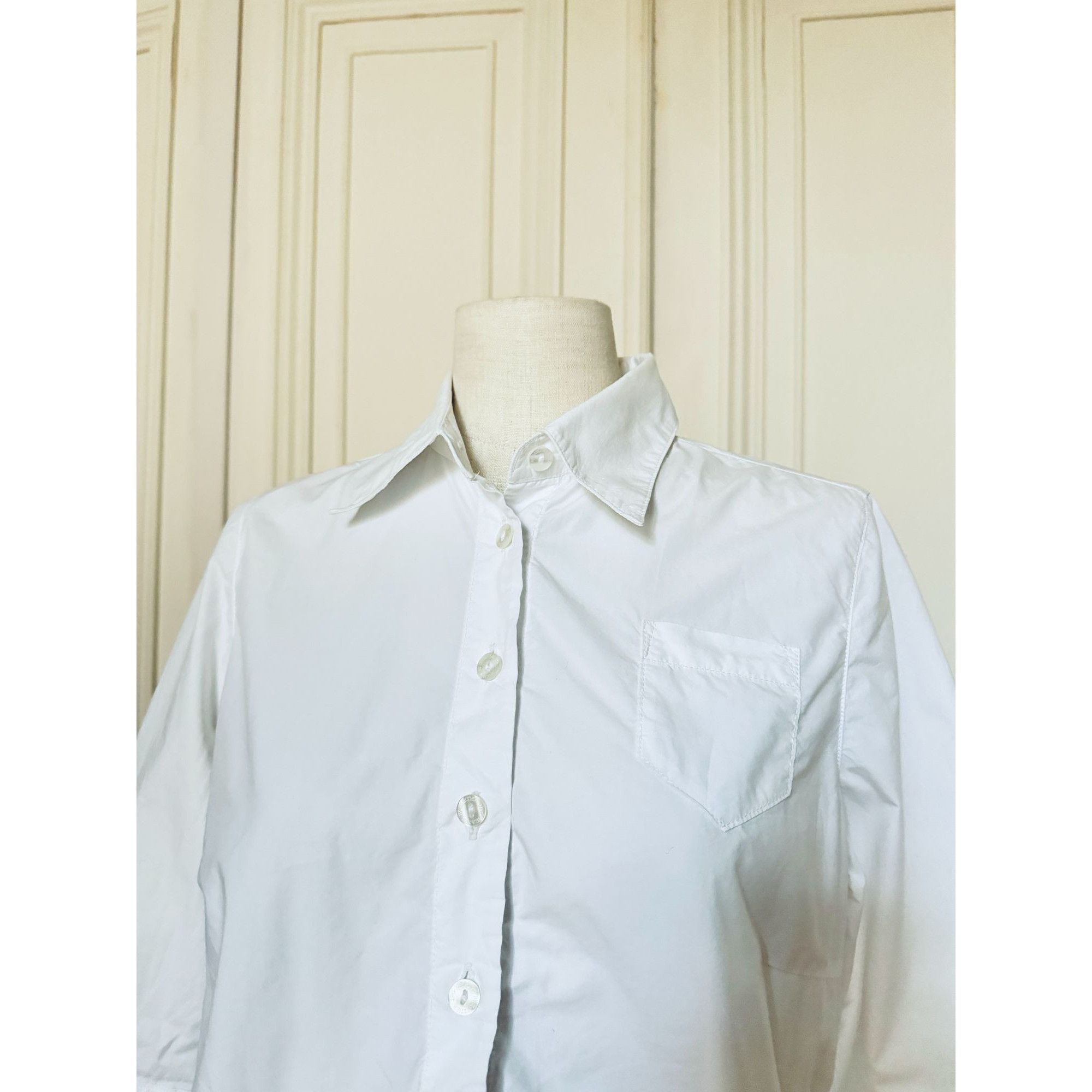 Jean Paul Gaultier JPG Jeans Vintage White Cotton Cropped Shirt Size M / US 6-8 / IT 42-44 - 2 Thumbnail