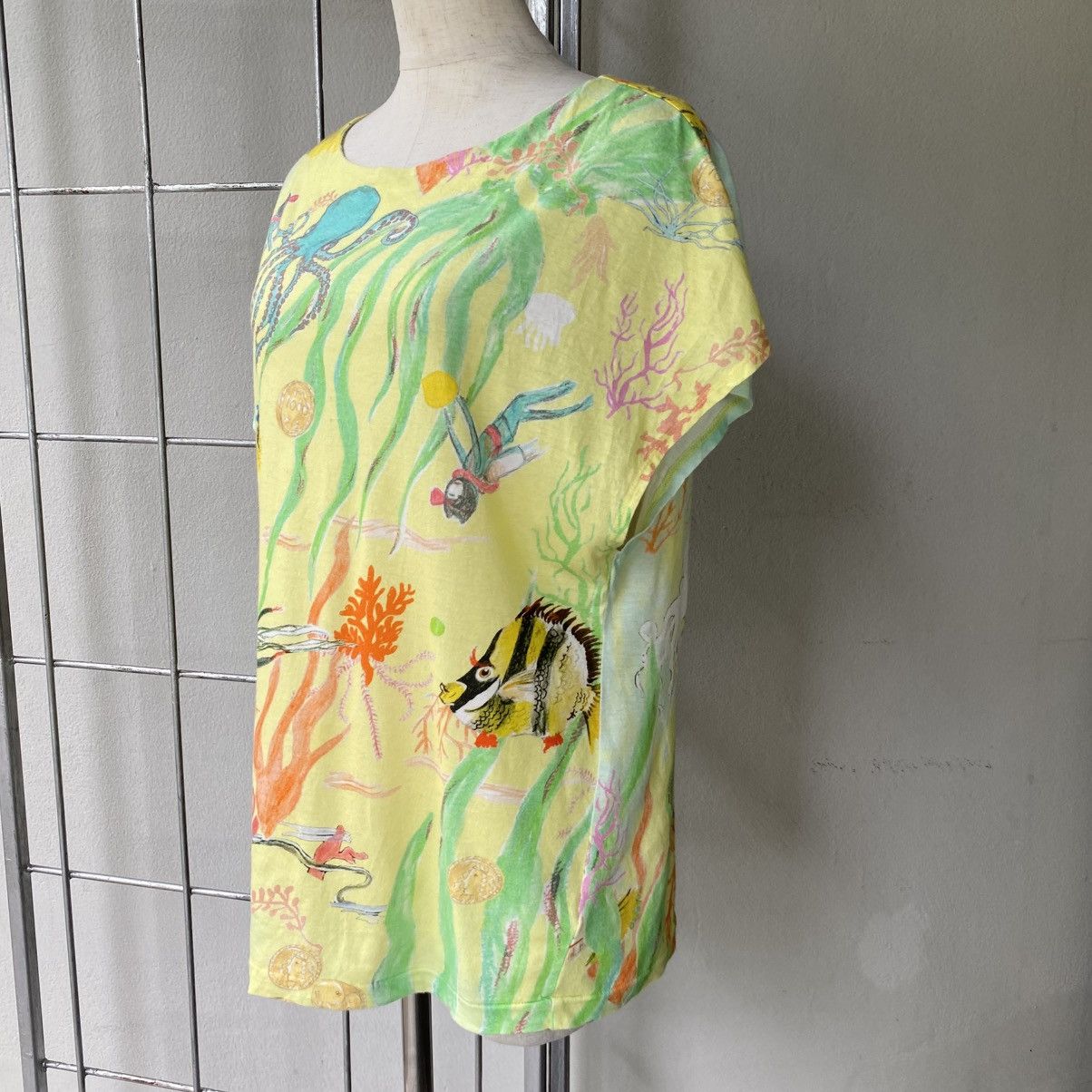 Tsumori Chisato TSUMORI CHISATO Yellow Ocean Print Short Sleeve Blouse Size XS / US 0-2 / IT 36-38 - 14 Thumbnail