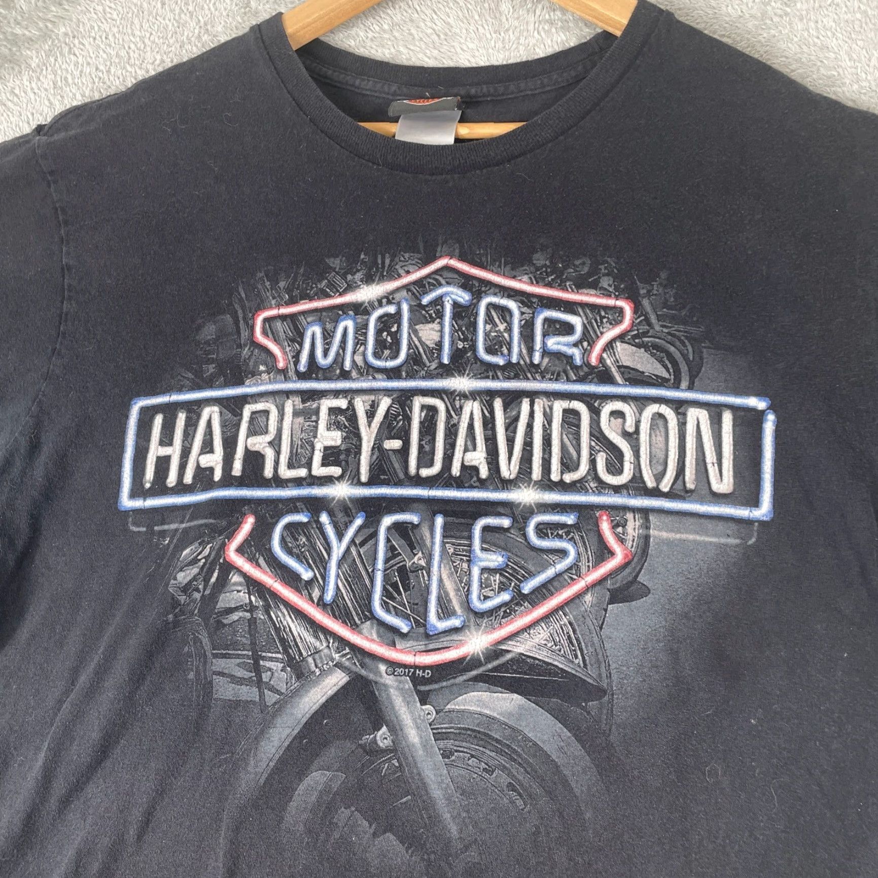 Harley Davidson Harley-Davidson Shirt Mens L Black Neon Graphic Milwaukee Y2K Biker Size US L / EU 52-54 / 3 - 3 Thumbnail