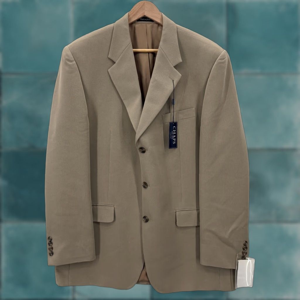 Chaps Chaps Blazer Mens 42L Tan Beige Sport Coat Three Button Workwear Business NWT Size 42R - 1 Thumbnail