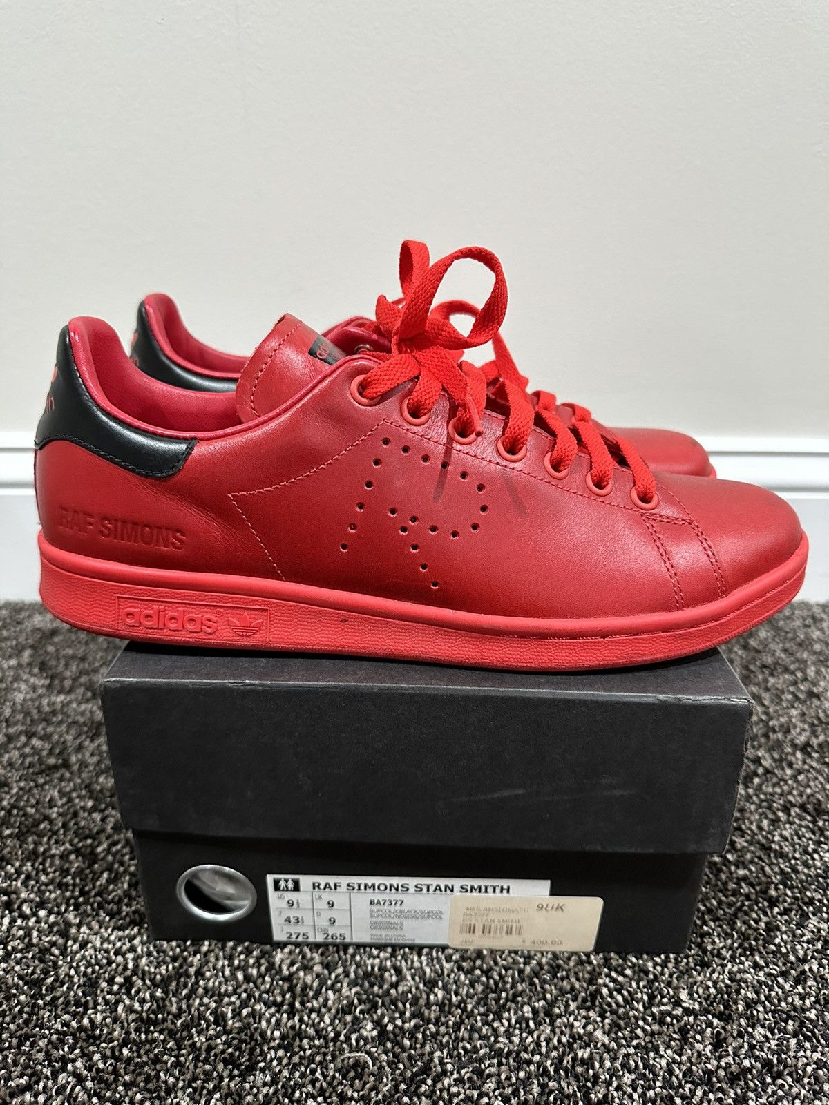 Adidas Raf Simons x Barneys x Adidas Stan Smith Red Low Top Sneaker Size US 9.5 / EU 42-43 - 4 Thumbnail
