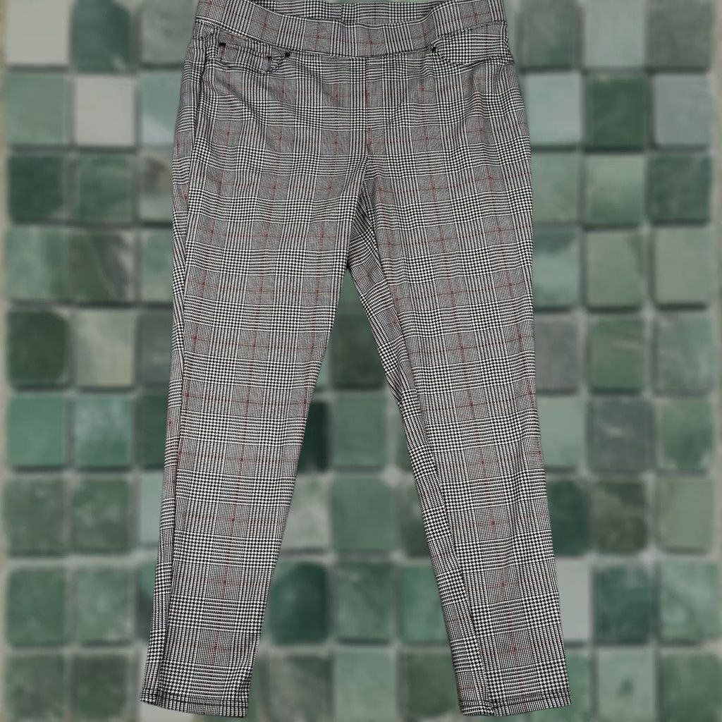 Vintage Seven7 Leggings Womens XL Gray High Rise Glen Plaid Pull On Jegging Stretch Size 40" / US 18 - 1 Thumbnail