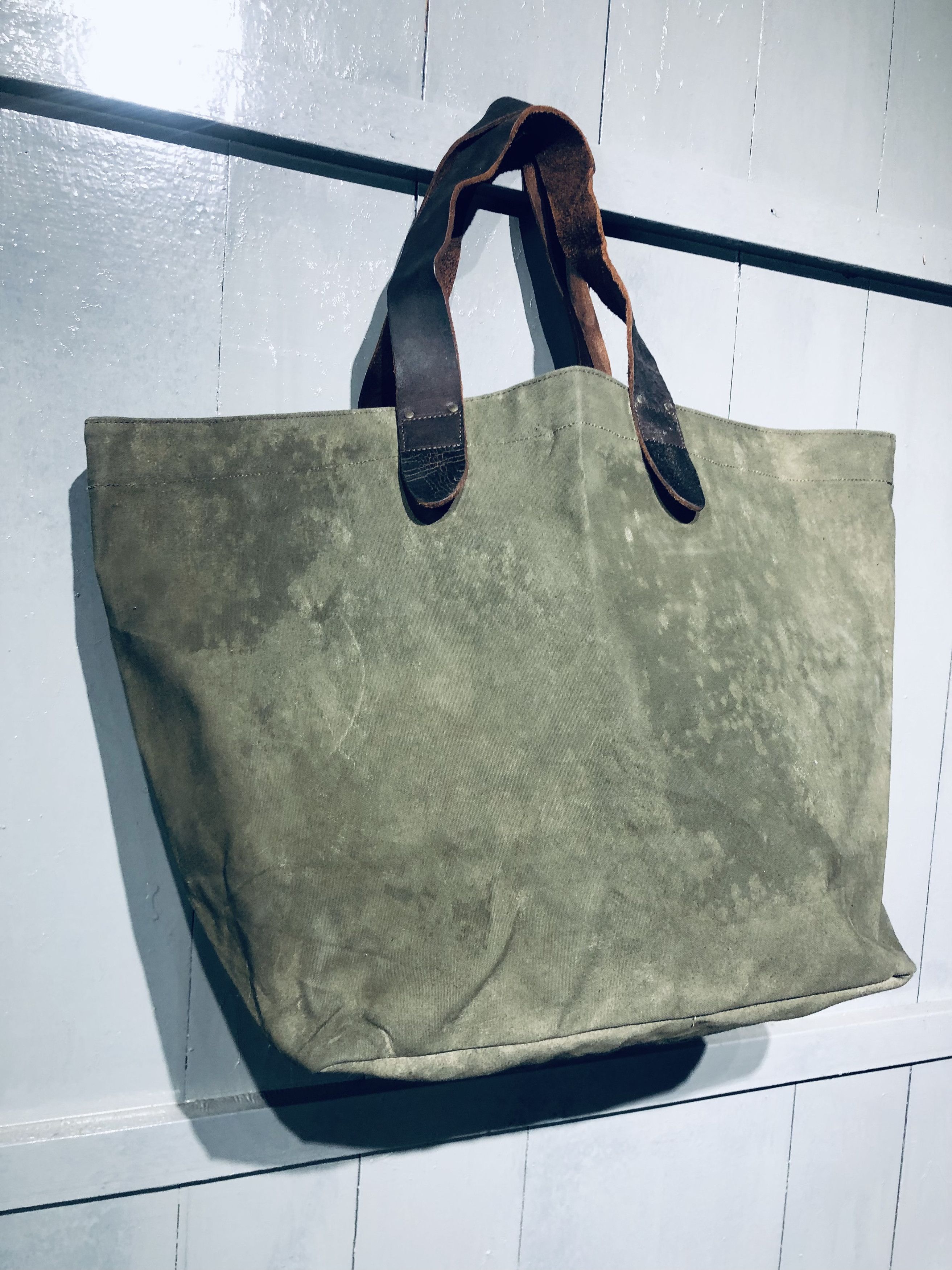 Canvas × Japanese Brand × Leather JAPANESE STREETWEAR FASHION STYLE CANVAS LEATHER TOTEBAG Size ONE SIZE - 2 Thumbnail